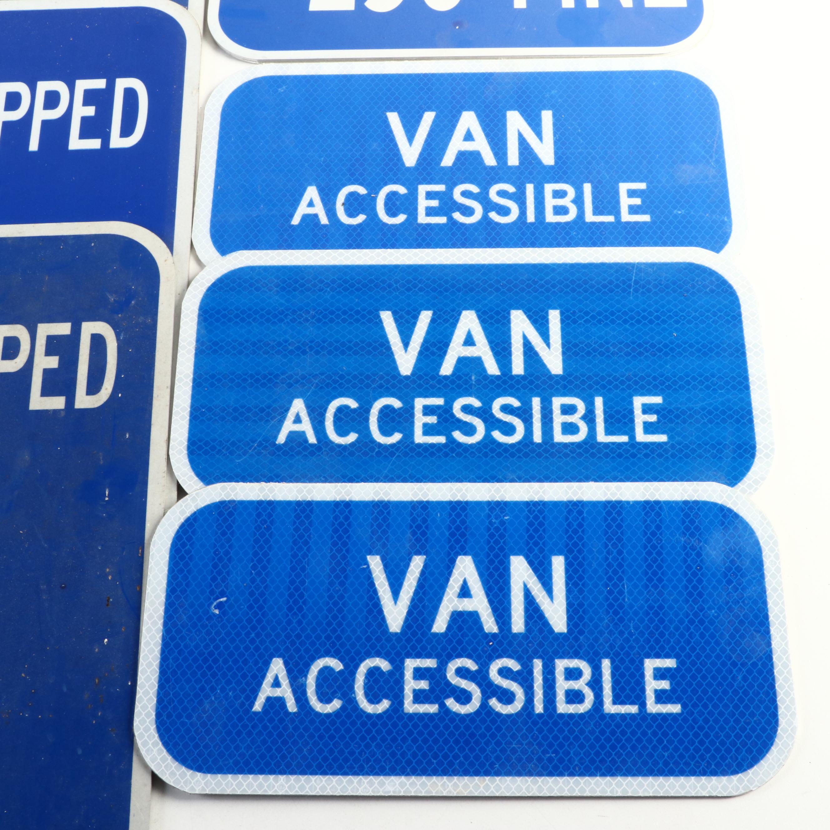 Handicapped Parking, Van Accessible and $250 Fine Signs