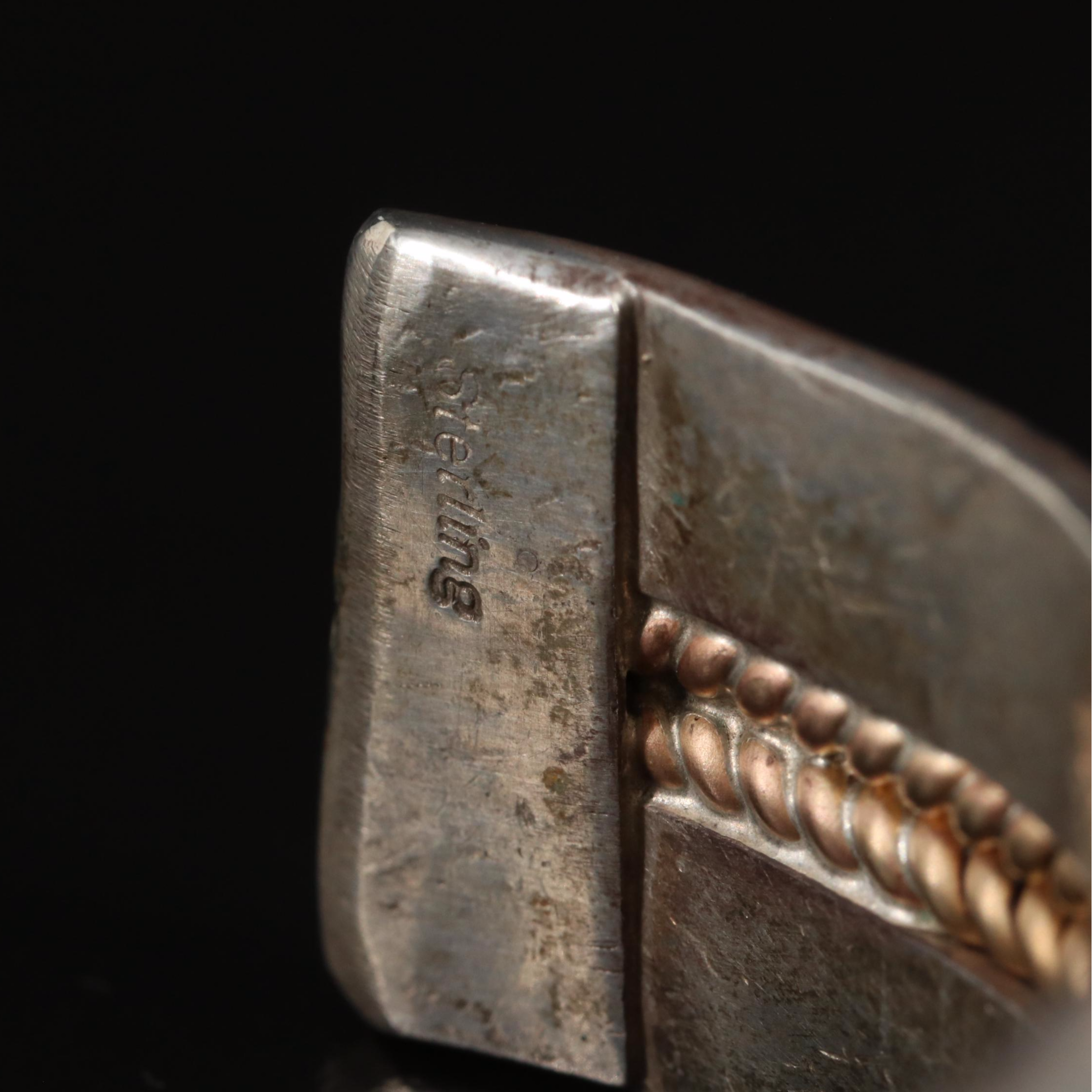 James Mason Navajo Diné Sterling Stampwork Cuff with Rope Accents