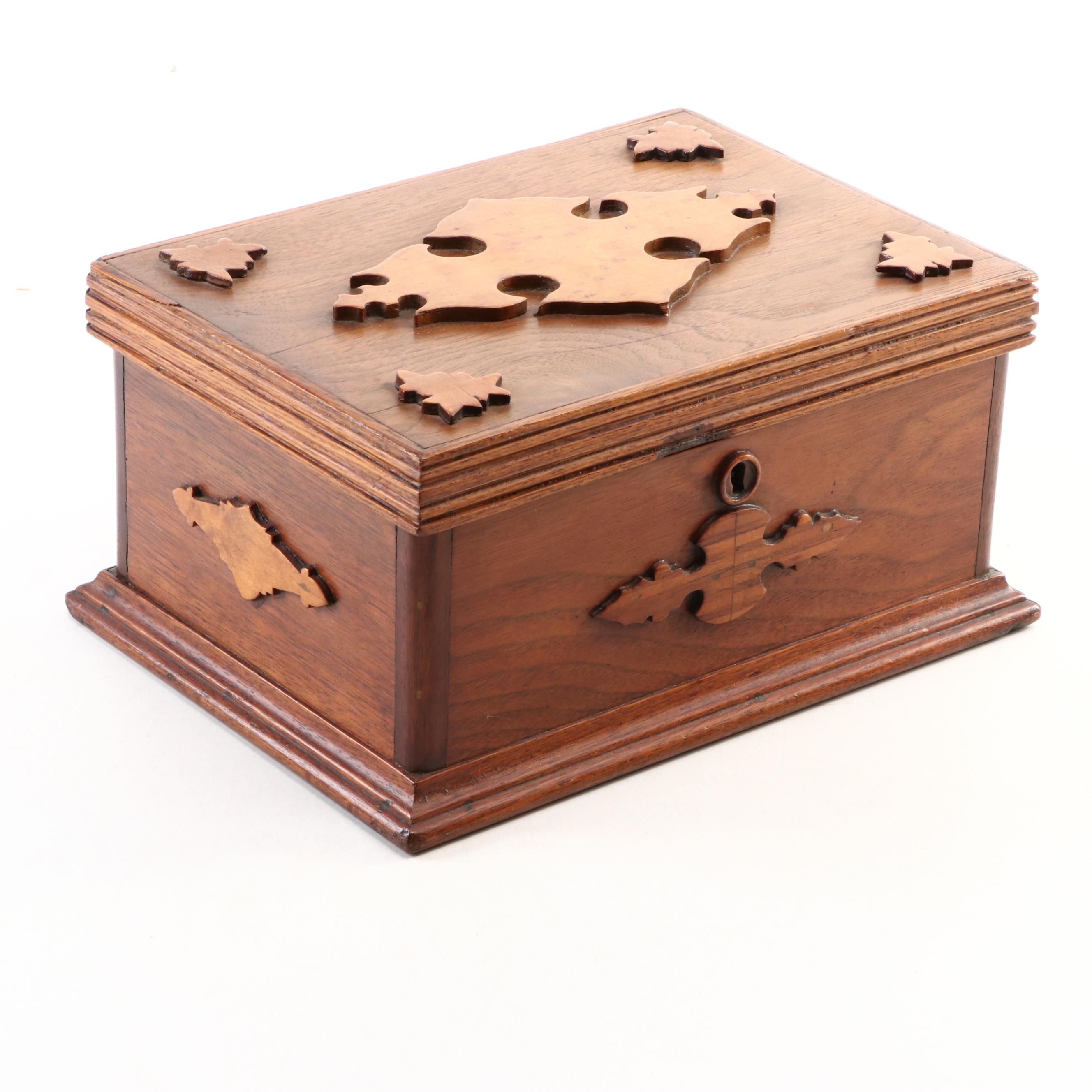 Victorian Walnut Sewing Box with Sewing Supplies, Late 19th Century