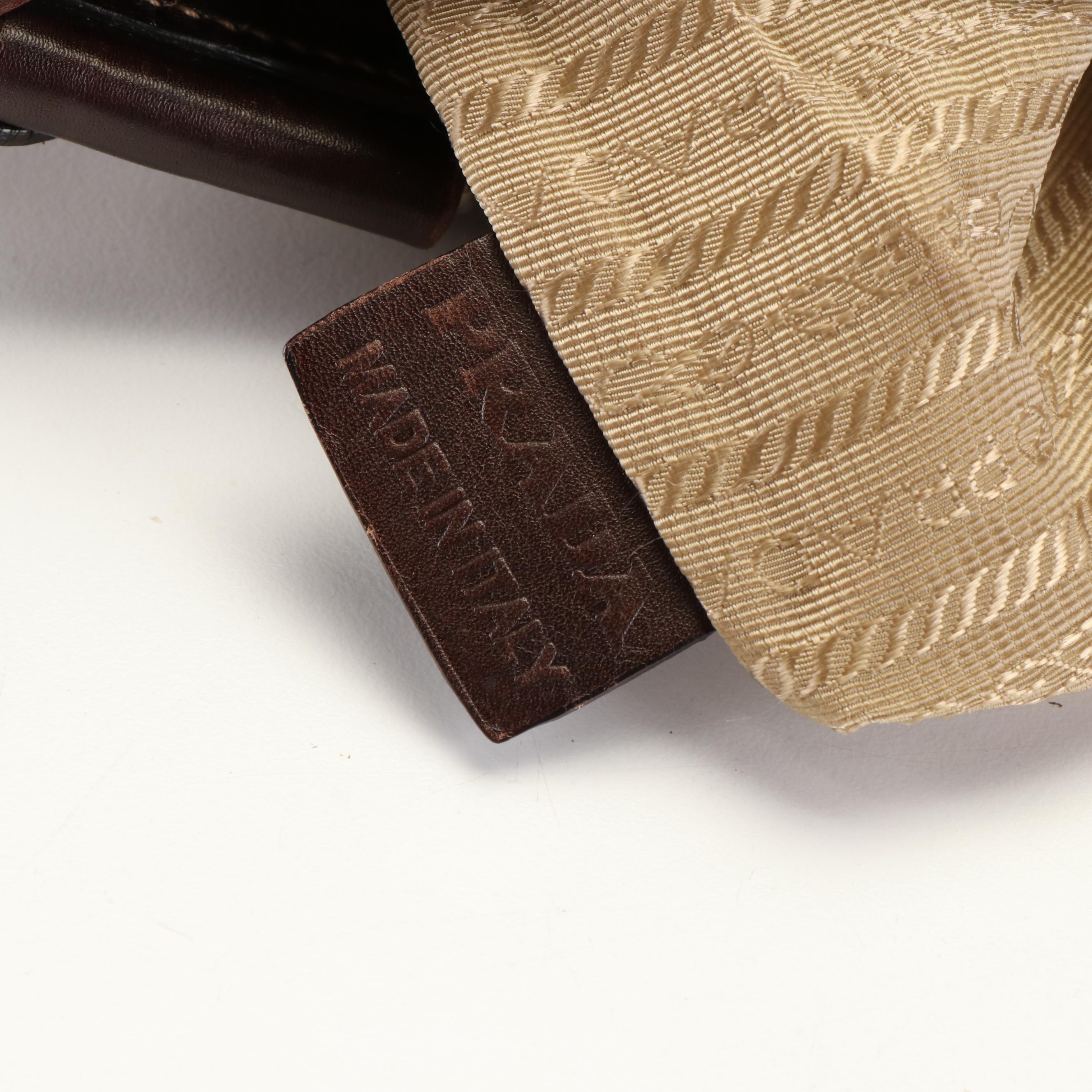 Prada Jacquard Logo Canvas and Leather Messenger Bag