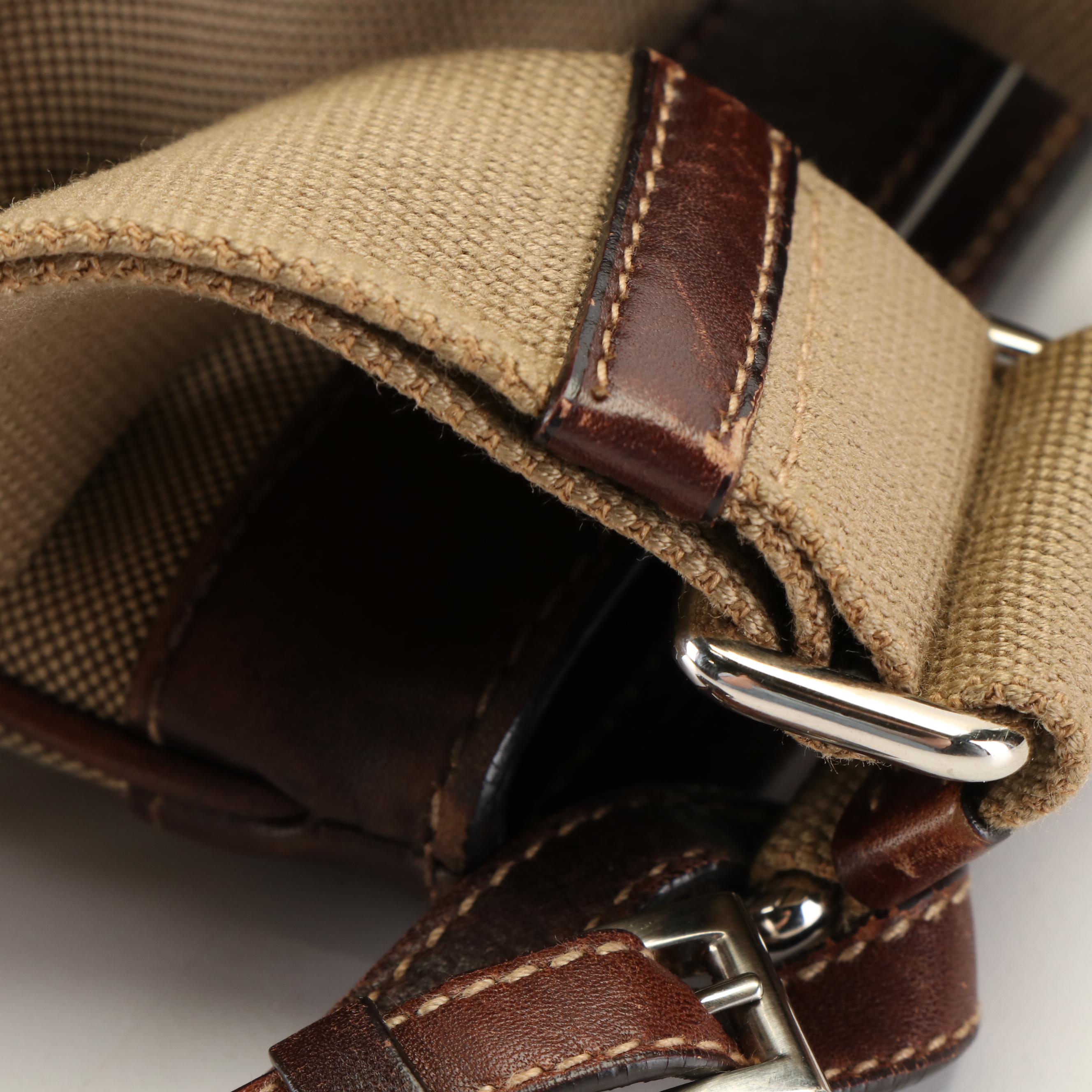 Prada Jacquard Logo Canvas and Leather Messenger Bag