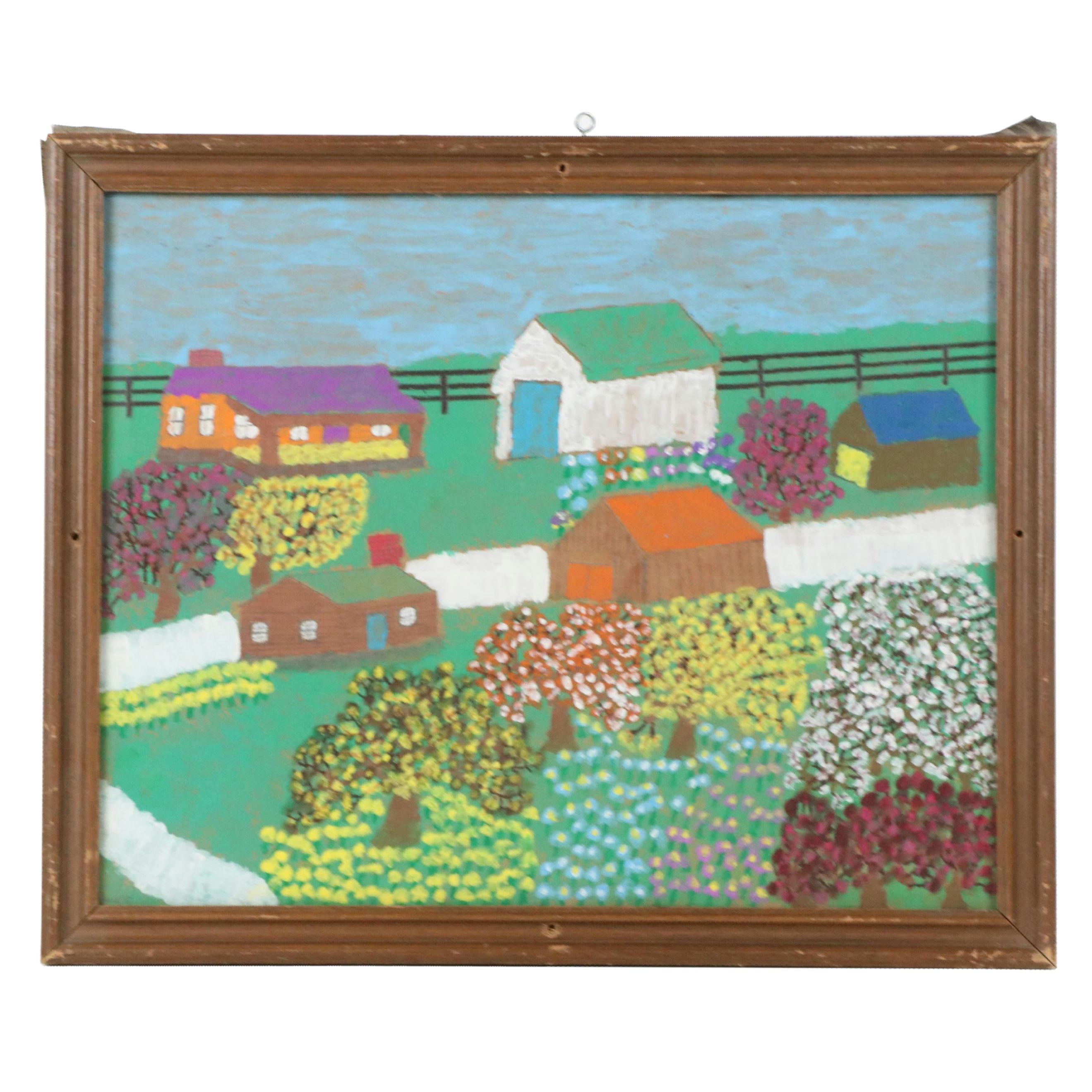 Harold Shryock Outsider Folk Art Landscape Painting