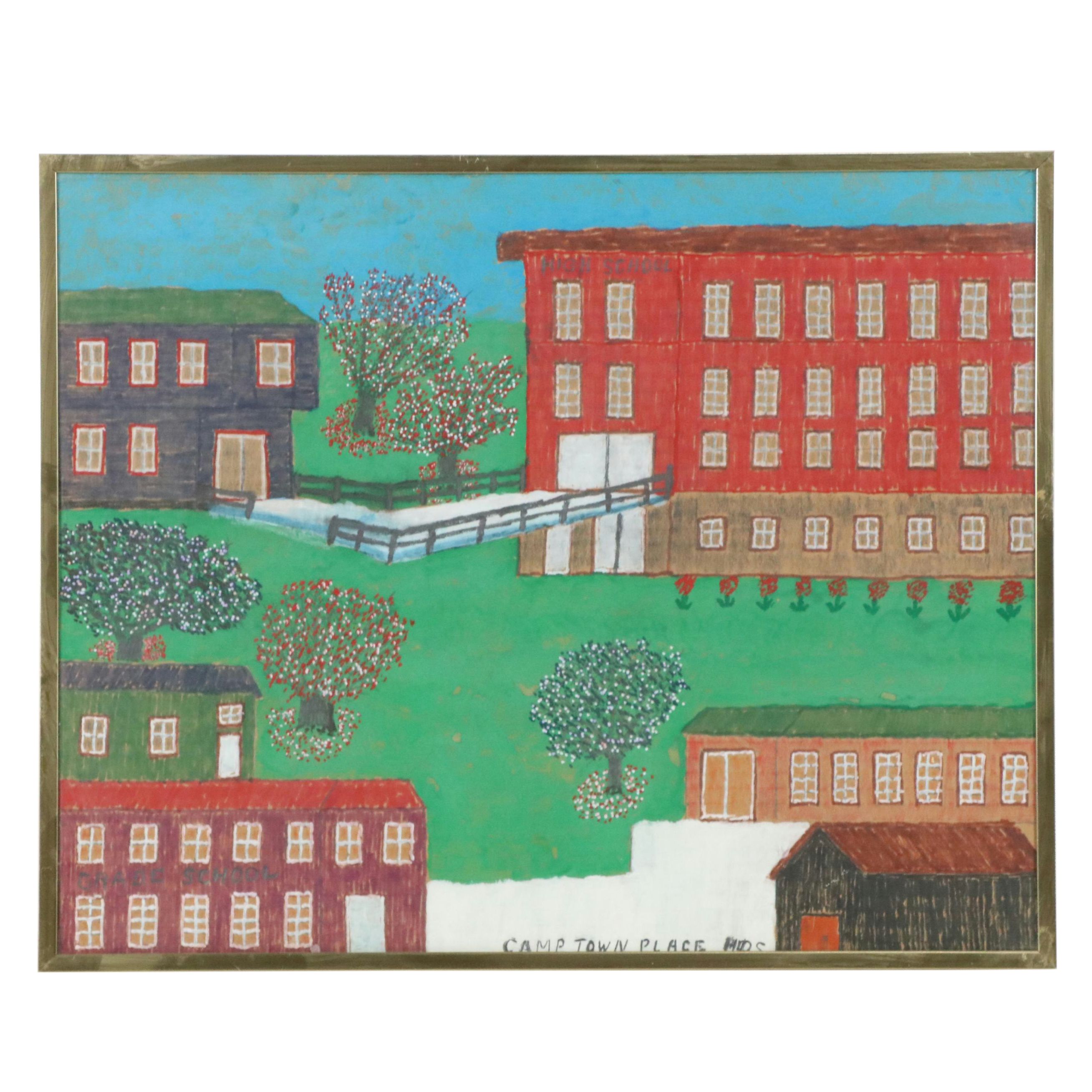 Harold Shryock Outsider Painting "Camptown Place"