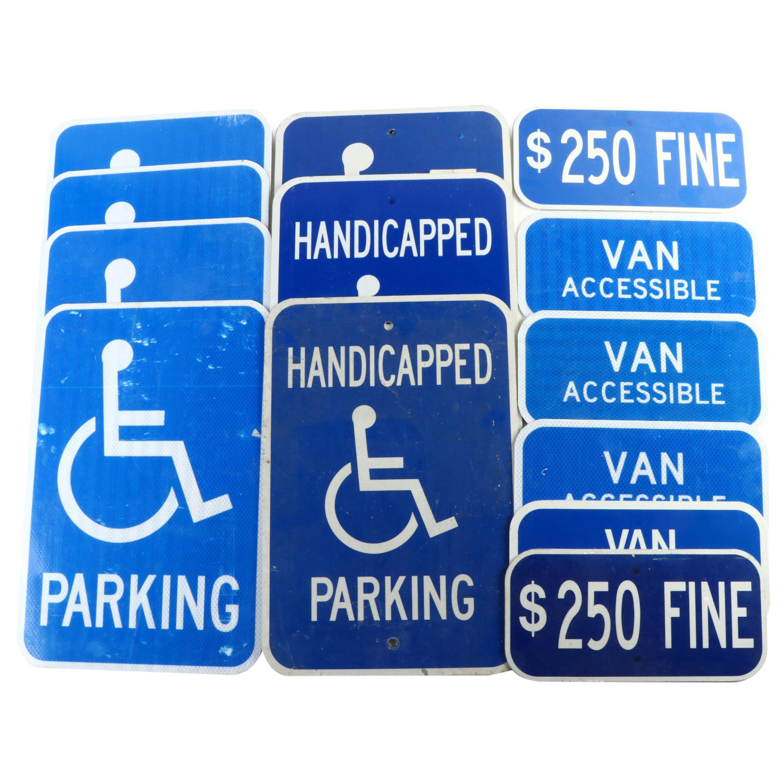 Handicapped Parking, Van Accessible and $250 Fine Signs