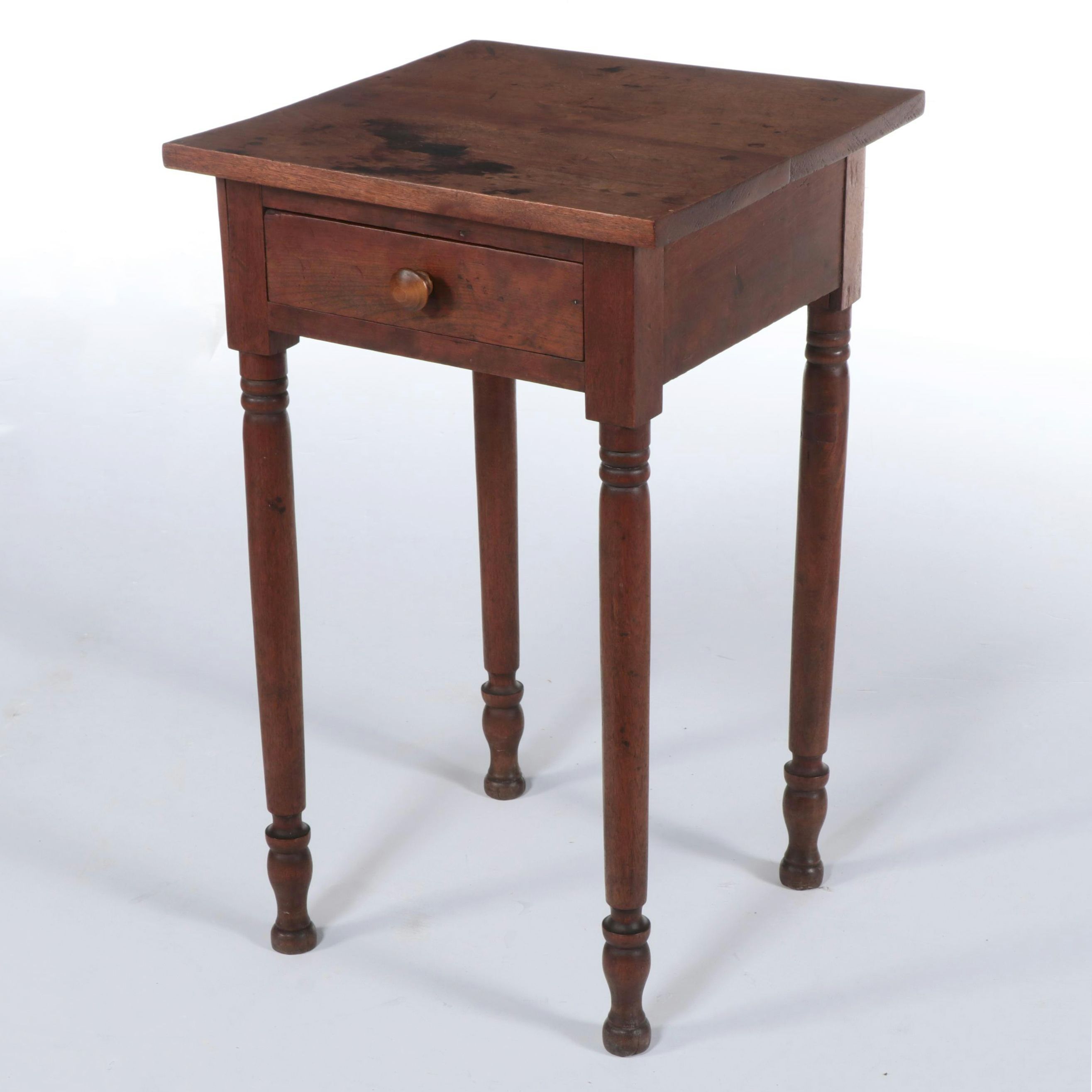 American Primitive Walnut Side Table, 19th Century