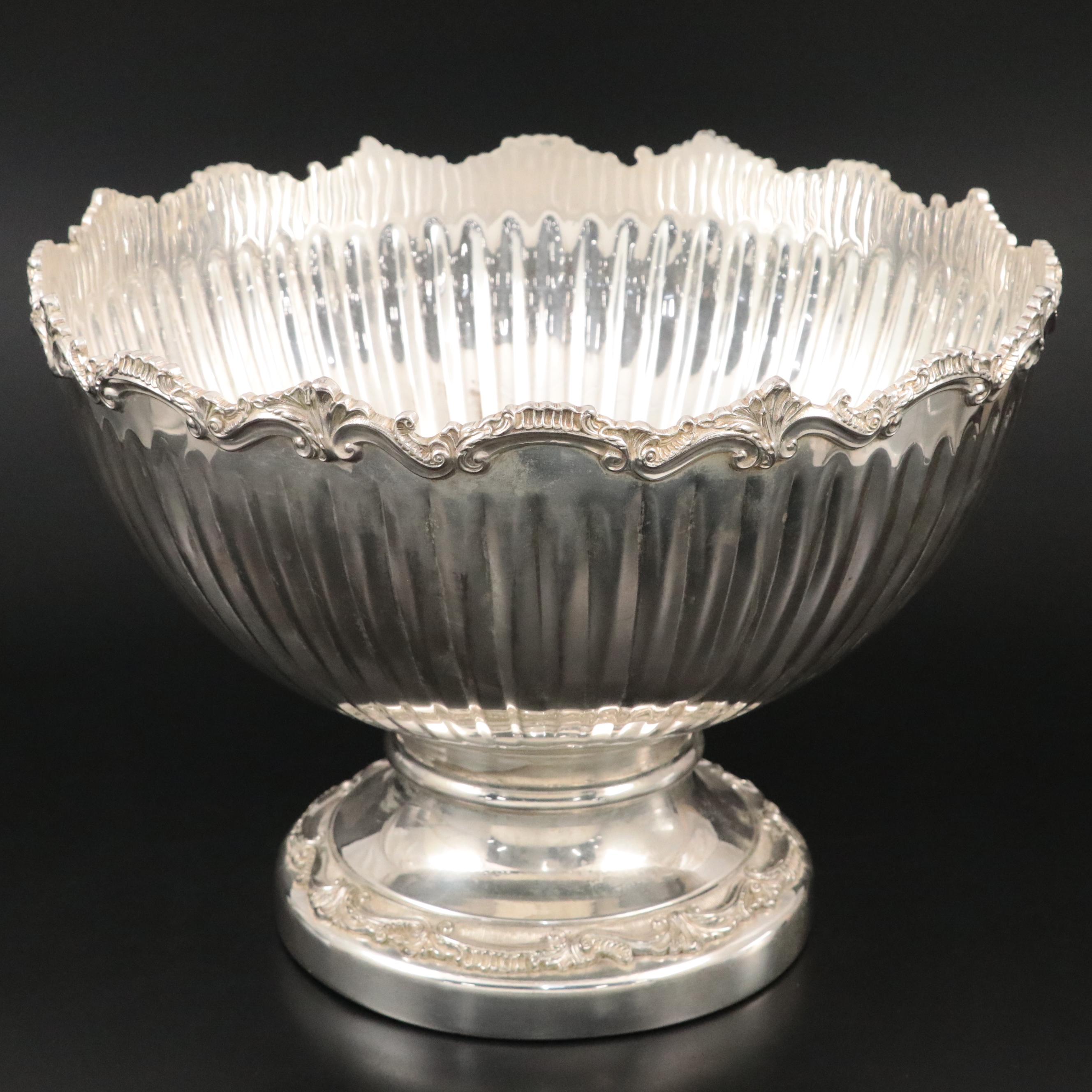 Goldfeder Silverware Co. Georgian Style Punch Bowl and Other Double Spout Ladle