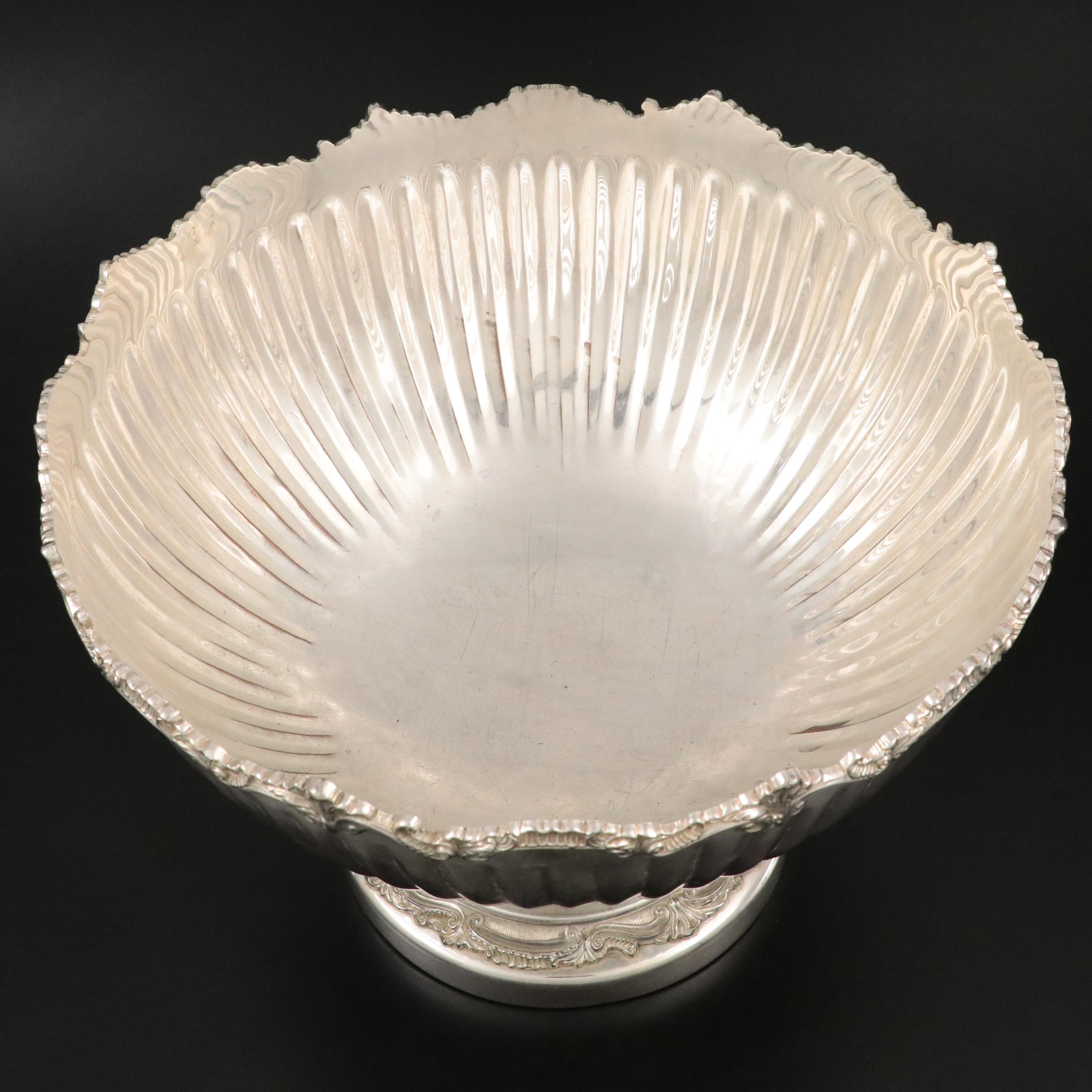 Goldfeder Silverware Co. Georgian Style Punch Bowl and Other Double Spout Ladle