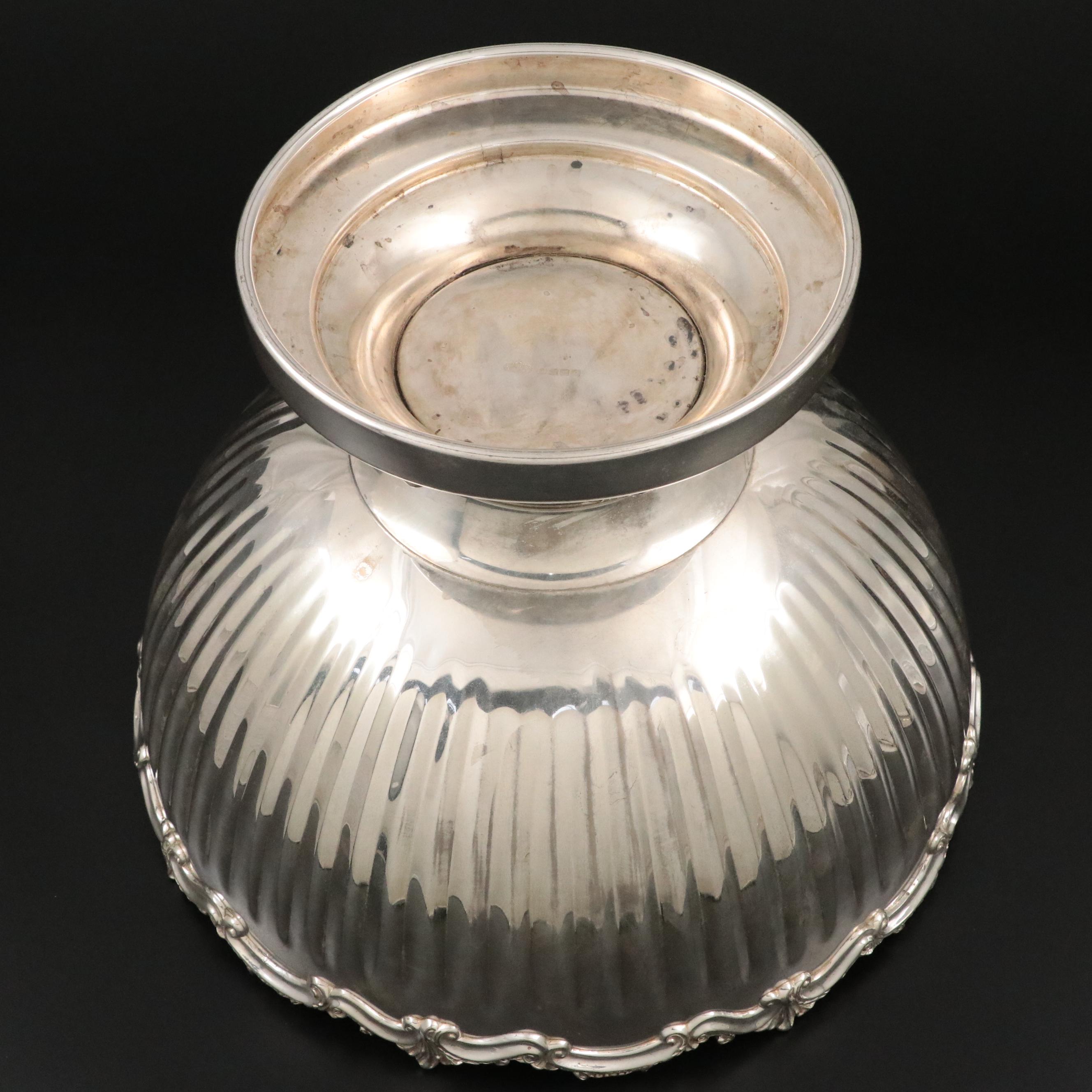 Goldfeder Silverware Co. Georgian Style Punch Bowl and Other Double Spout Ladle