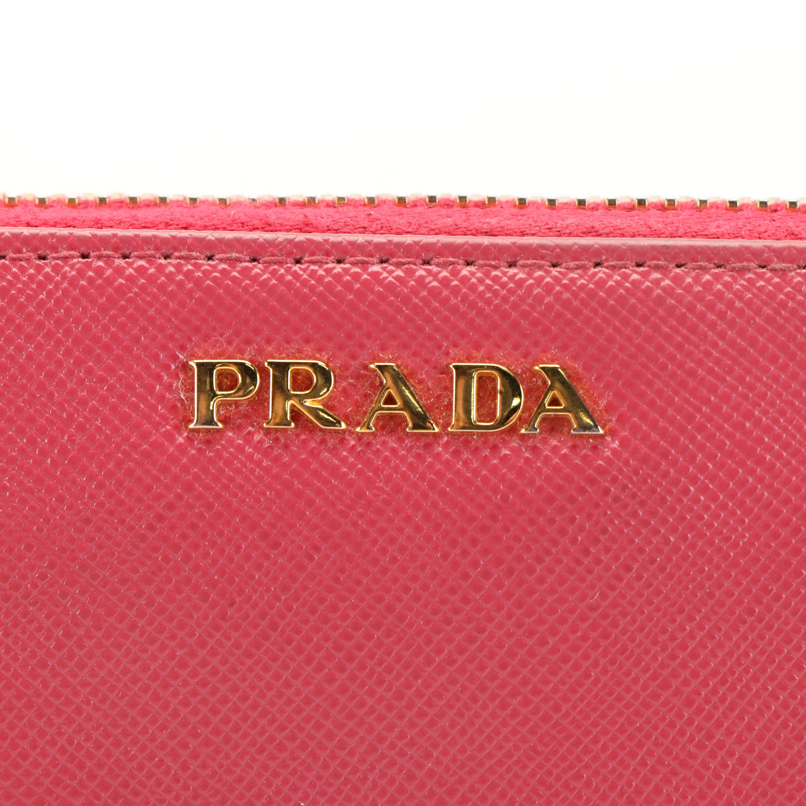 Prada Long Wallet in Pink Saffiano Leather