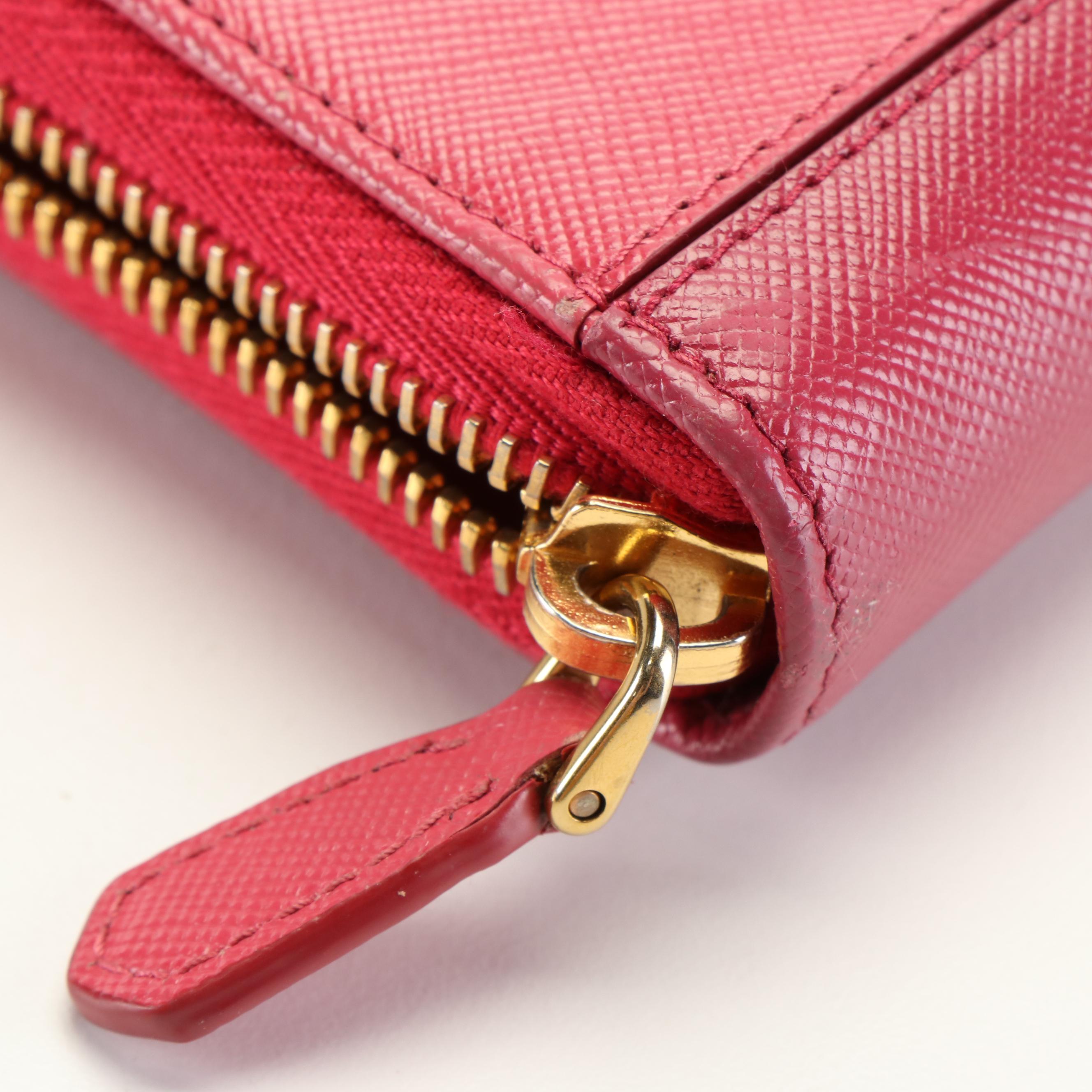 Prada Long Wallet in Pink Saffiano Leather