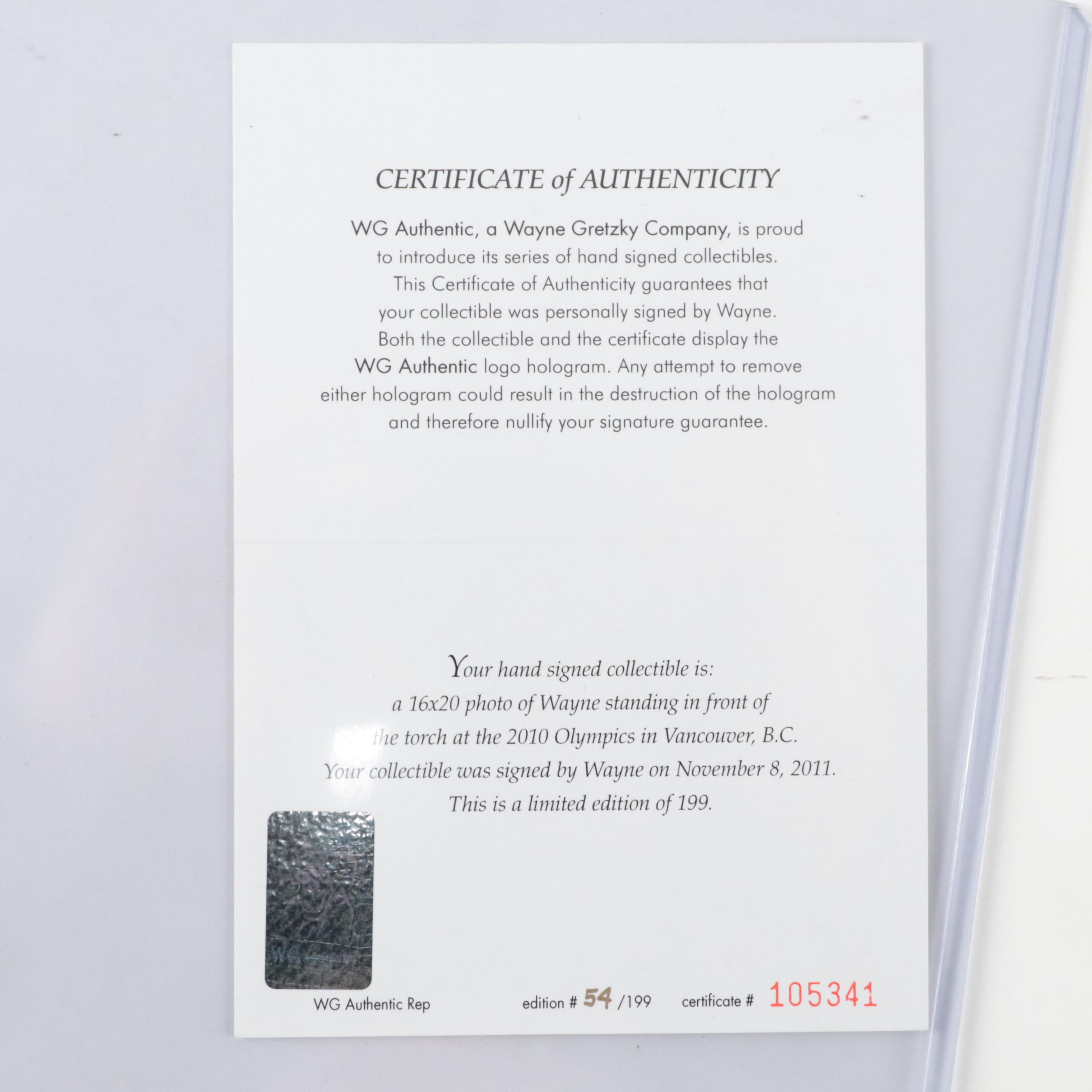 Wayne Gretzky Signed 2010 Olympic Prints