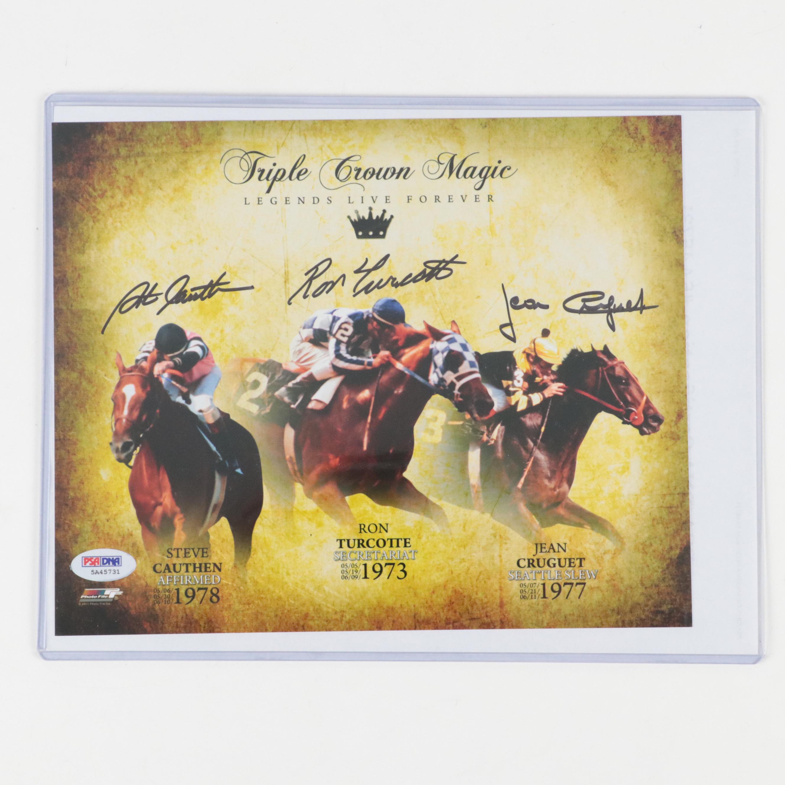 Ron Turcotte, Steve Cauthen, and Jean Cruget Signed "Triple Crown" Print