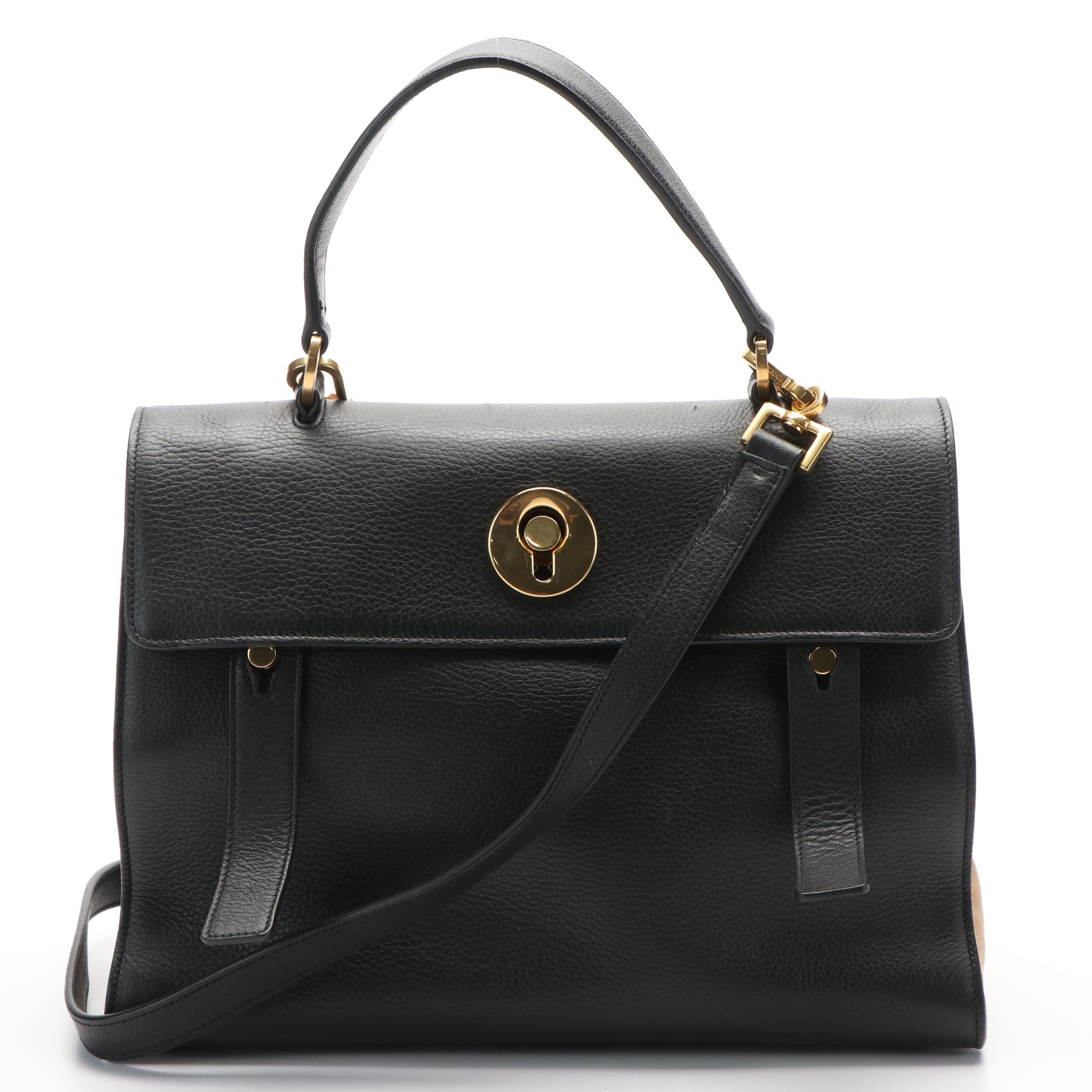 Yves Saint Laurent Muse Two Shoulder Bag in Black Leather