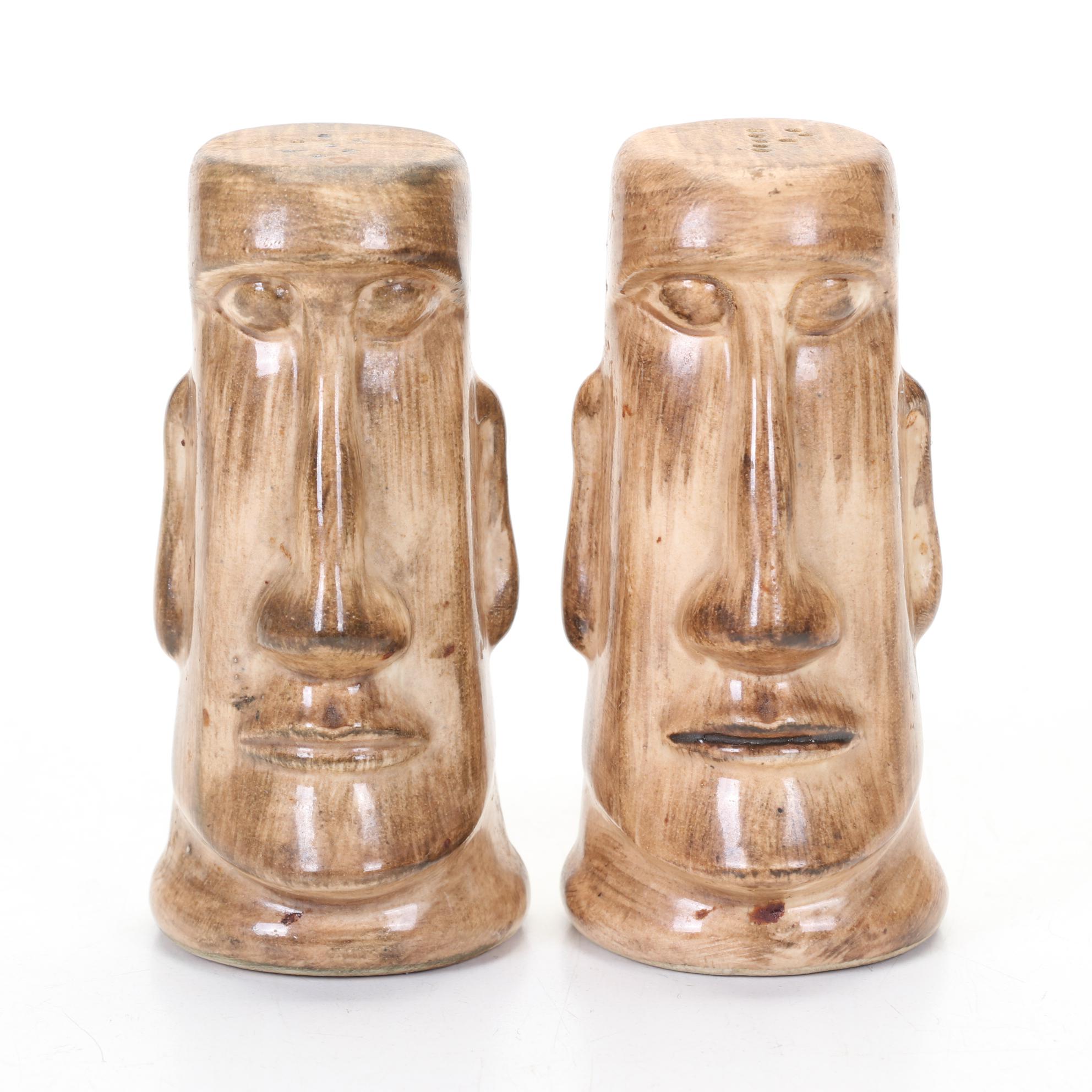 Kahiki Supper Club Ceramic Tiki Salt and Pepper Made By Otagiri, 1960s