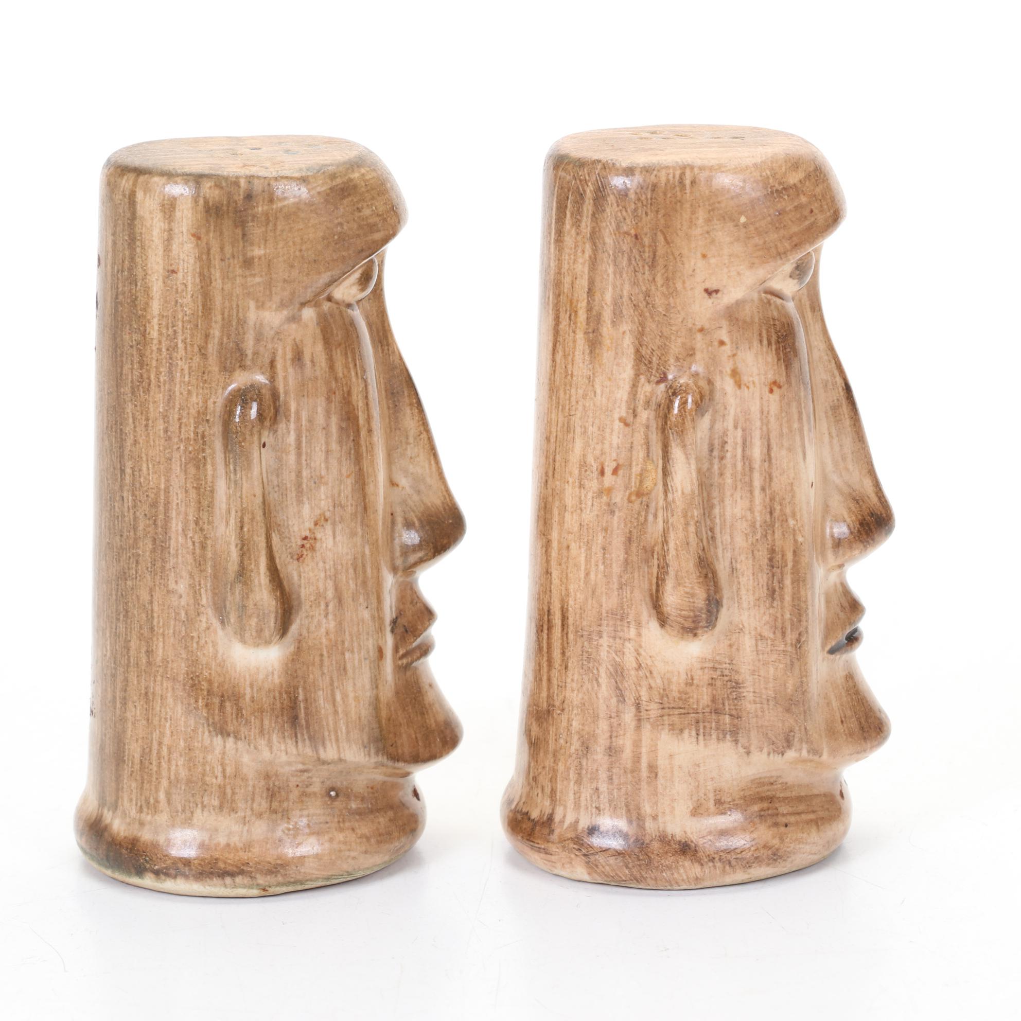 Kahiki Supper Club Ceramic Tiki Salt and Pepper Made By Otagiri, 1960s