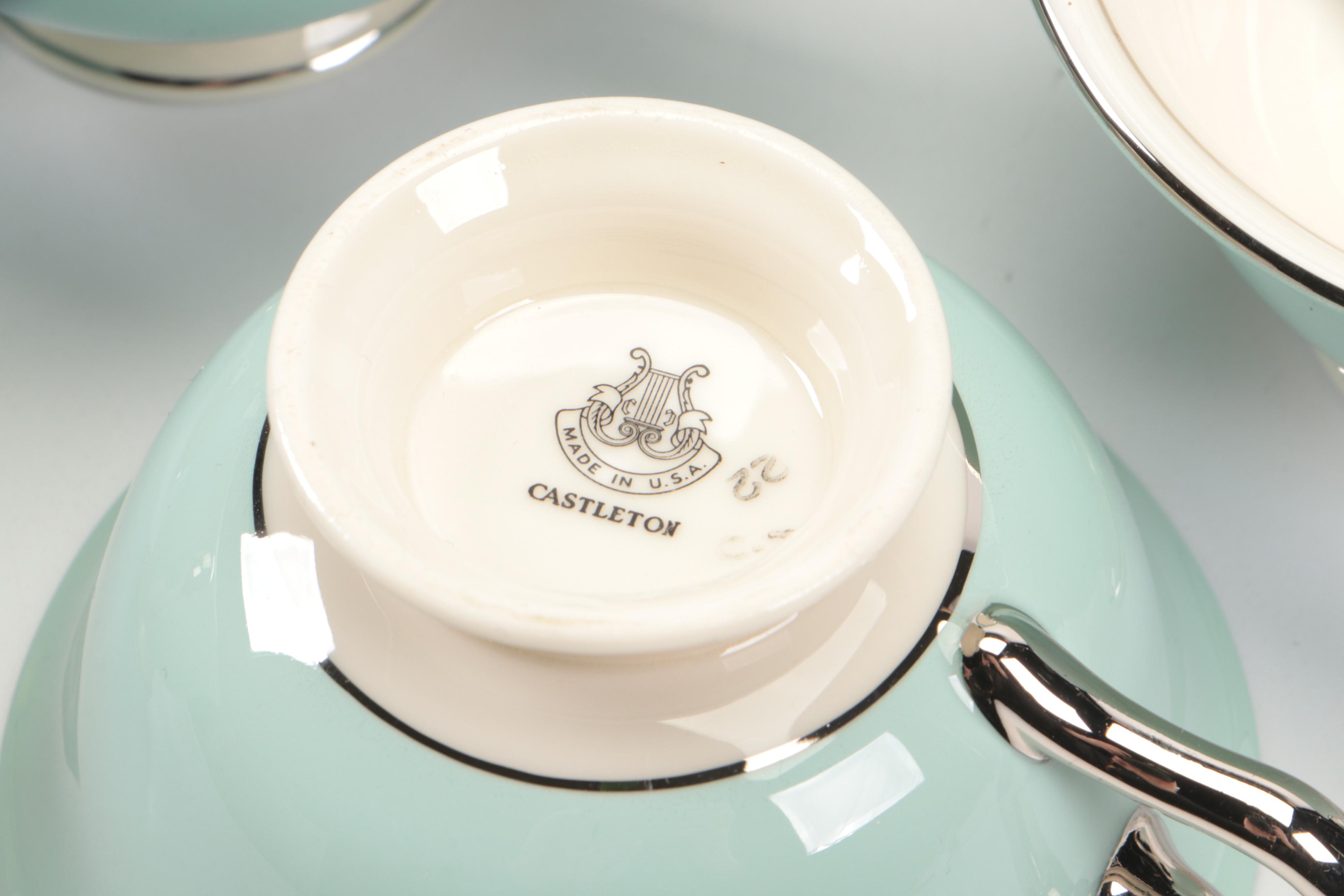 Castleton China "Castleton Turquoise" Dinnerware and Platter, 1954-1972