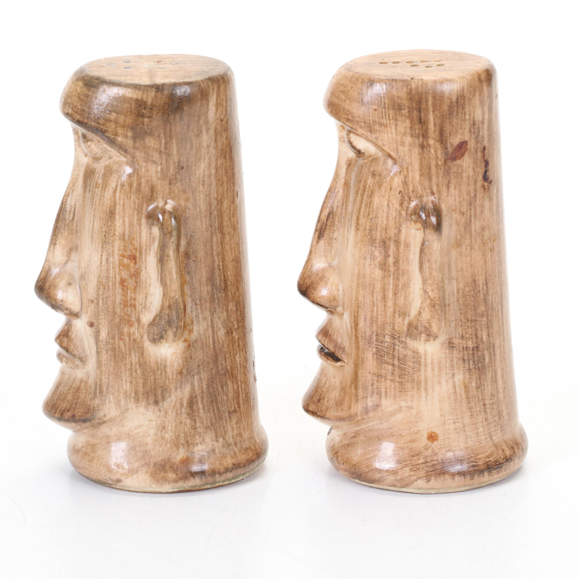 Kahiki Supper Club Ceramic Tiki Salt and Pepper Made By Otagiri, 1960s