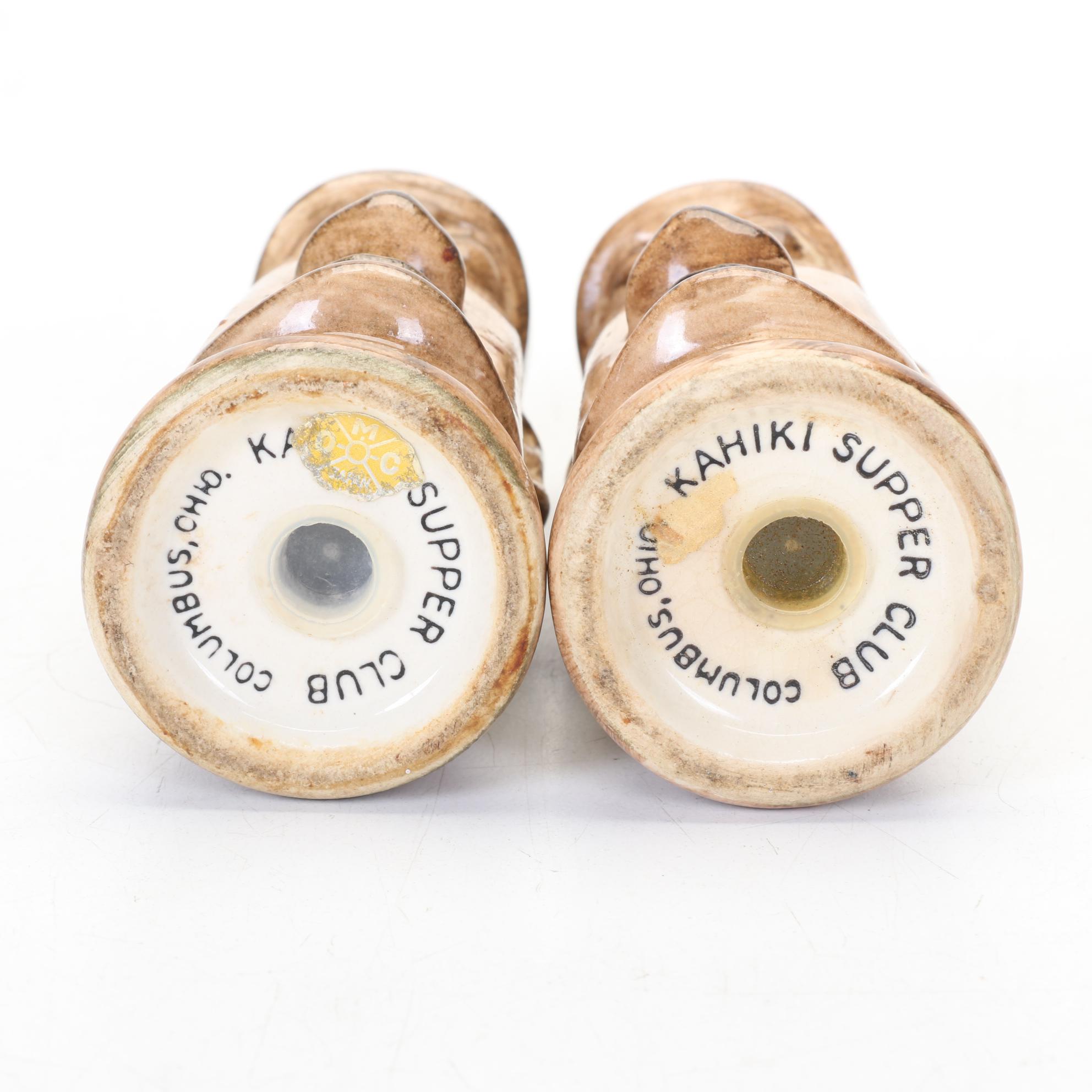 Kahiki Supper Club Ceramic Tiki Salt and Pepper Made By Otagiri, 1960s