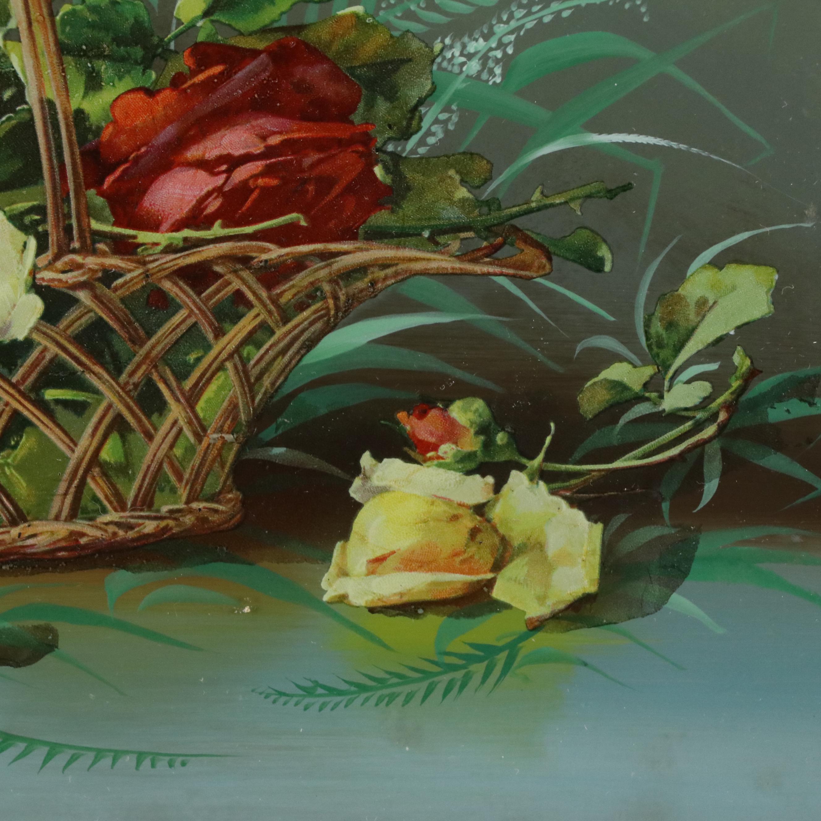 Chromolithographs of Still Lifes with Baskets of Flowers