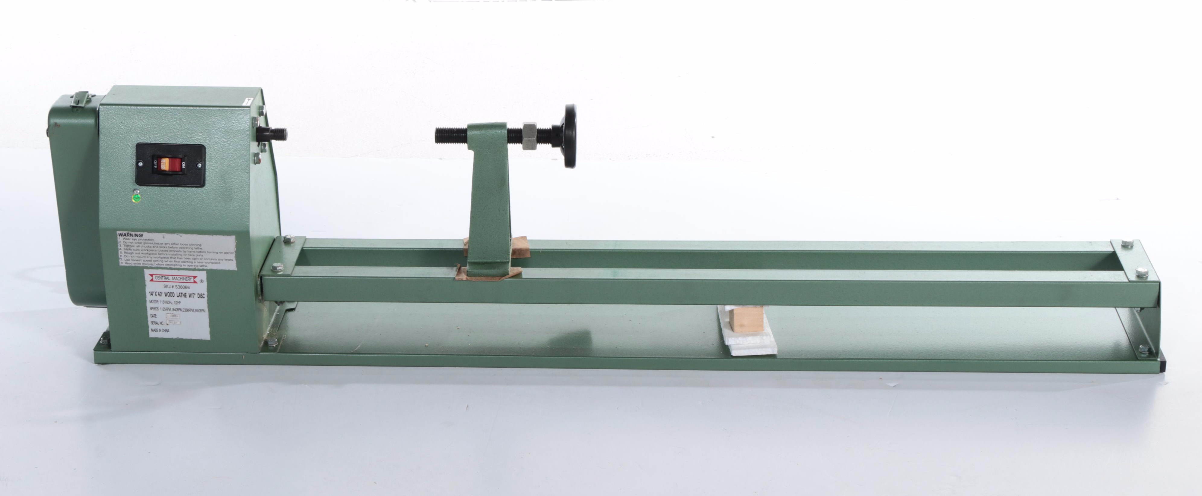 Central Machinery 13" x 40" Wood Lathe with 7" Disc