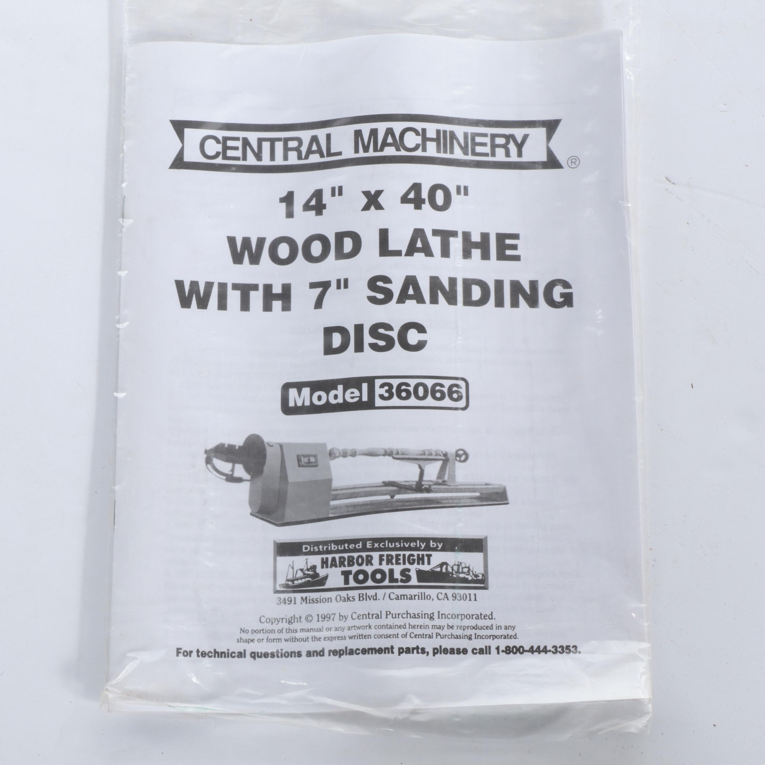 Central Machinery 13" x 40" Wood Lathe with 7" Disc