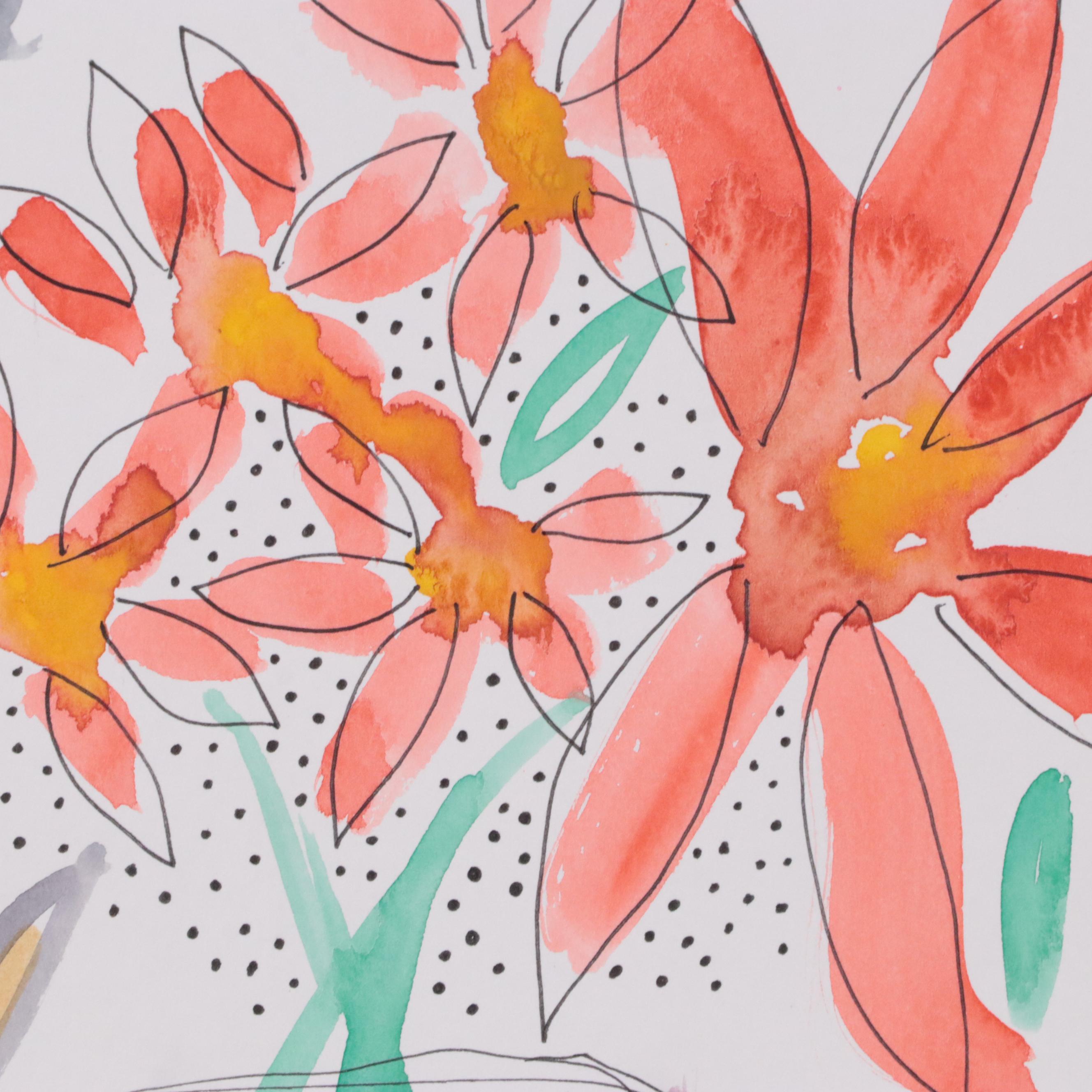 Kait Roberts "Modern Flowers" and "Juicy Blooms" Watercolor Paintings