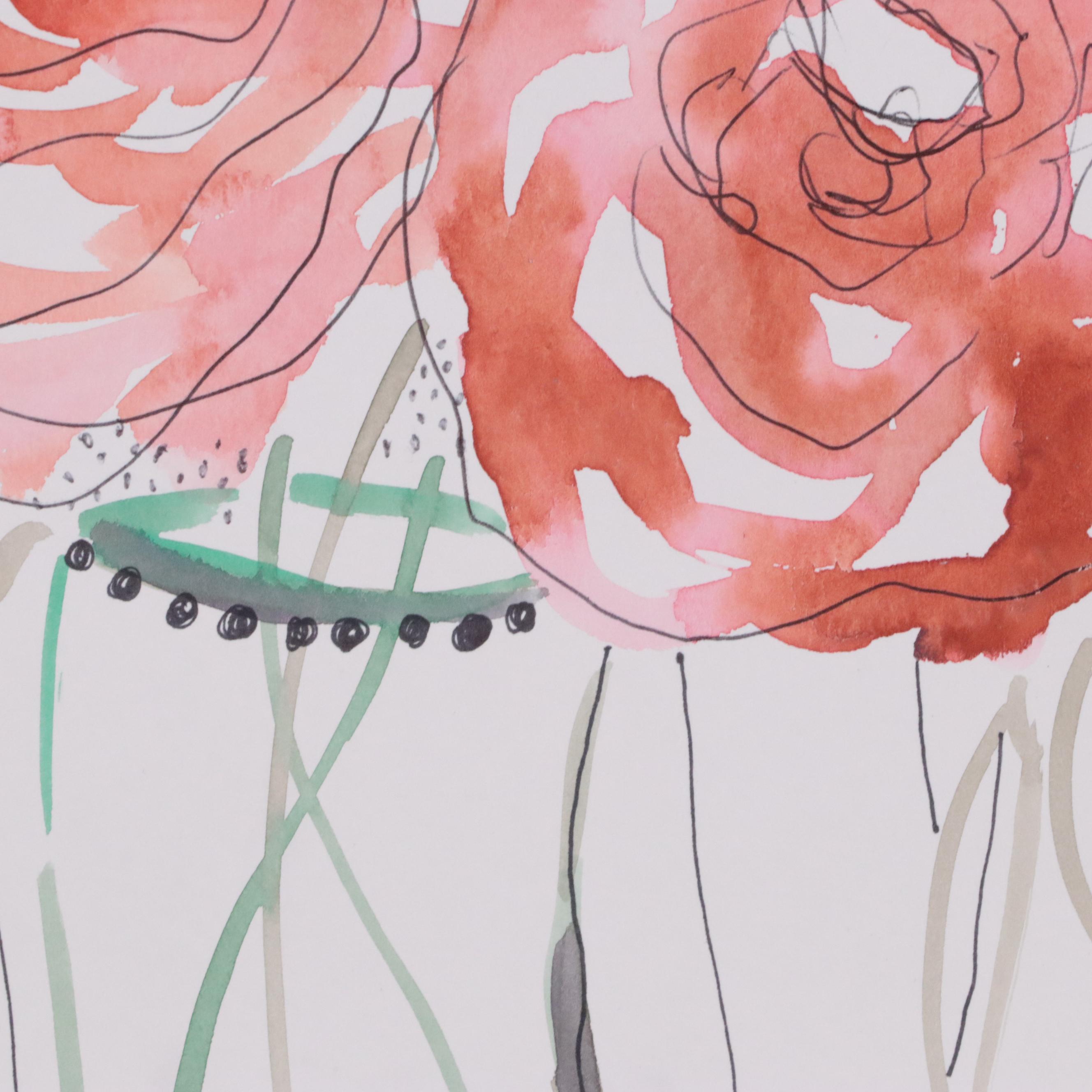 Kait Roberts "Modern Flowers" and "Juicy Blooms" Watercolor Paintings