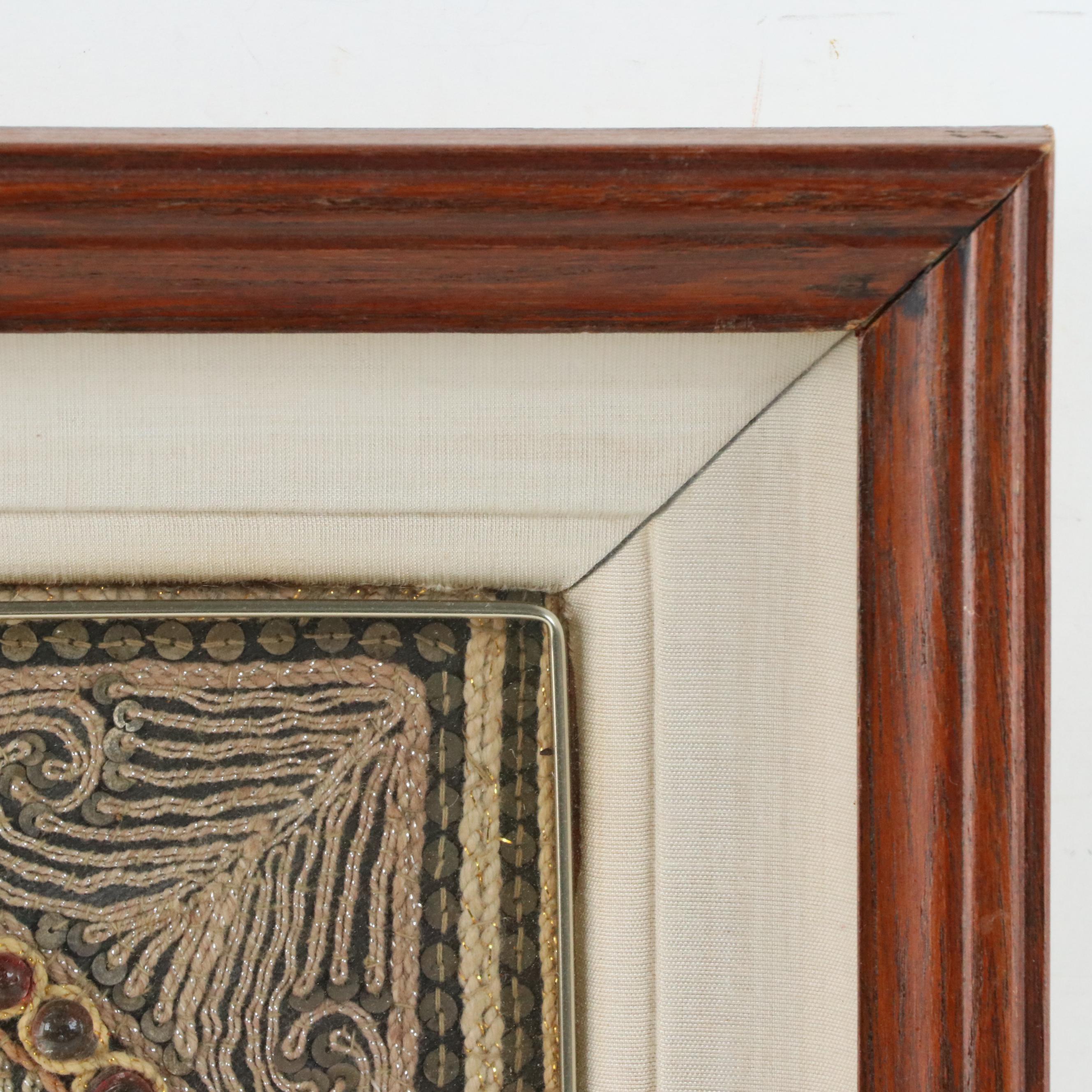 Burmese Handmade Figural Kalaga Framed Wall Hanging