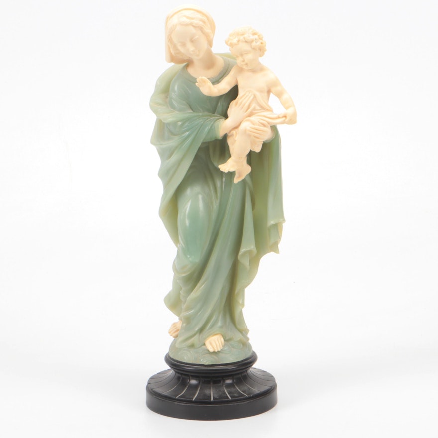 G. Ruggeri Resin Madonna and Child, Mid to Late 20th Century