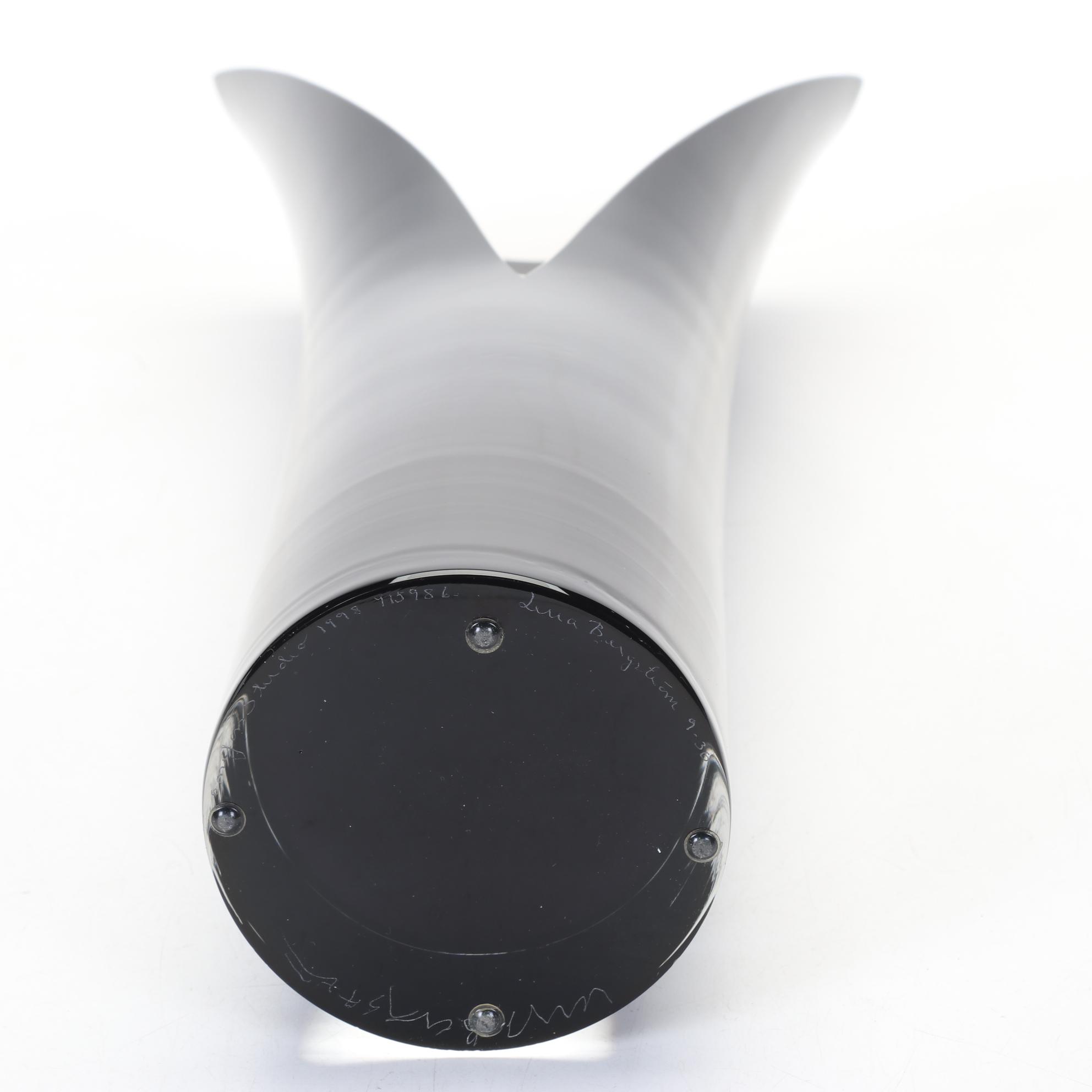 Orrefors Studio "Slitz" Black Art Glass Vase By Lena Bergstrom, 1998