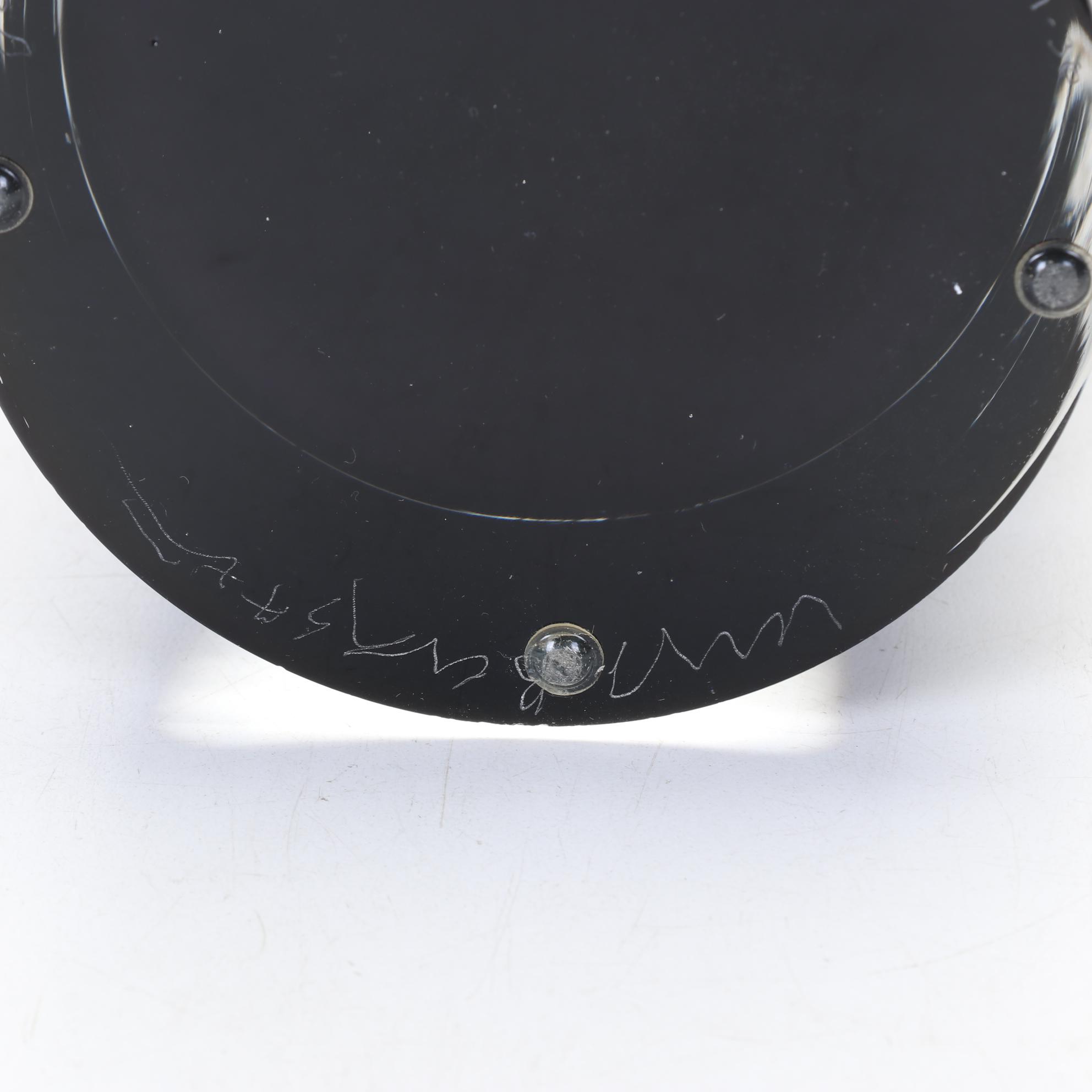 Orrefors Studio "Slitz" Black Art Glass Vase By Lena Bergstrom, 1998