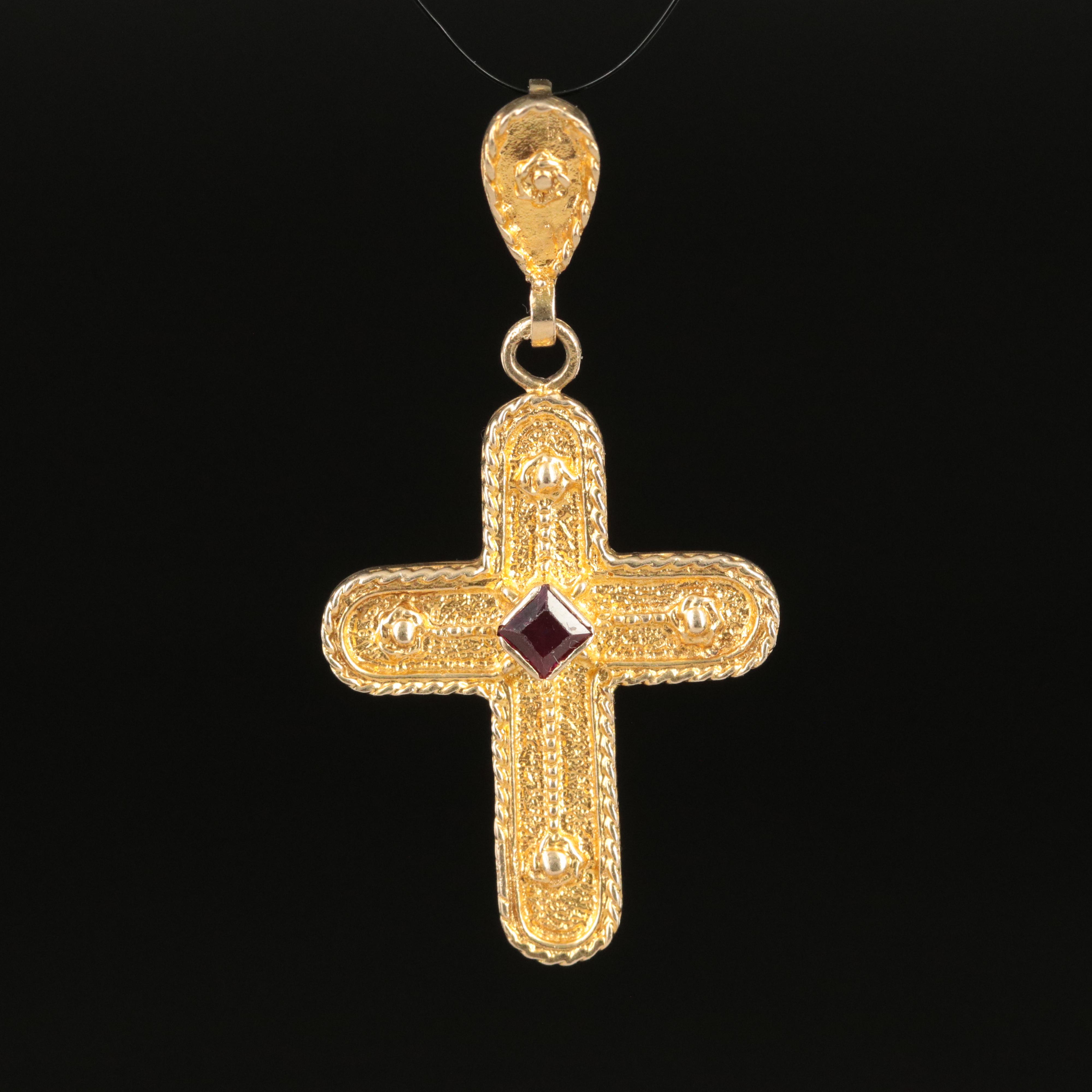 14K Ruby Cross Pendant