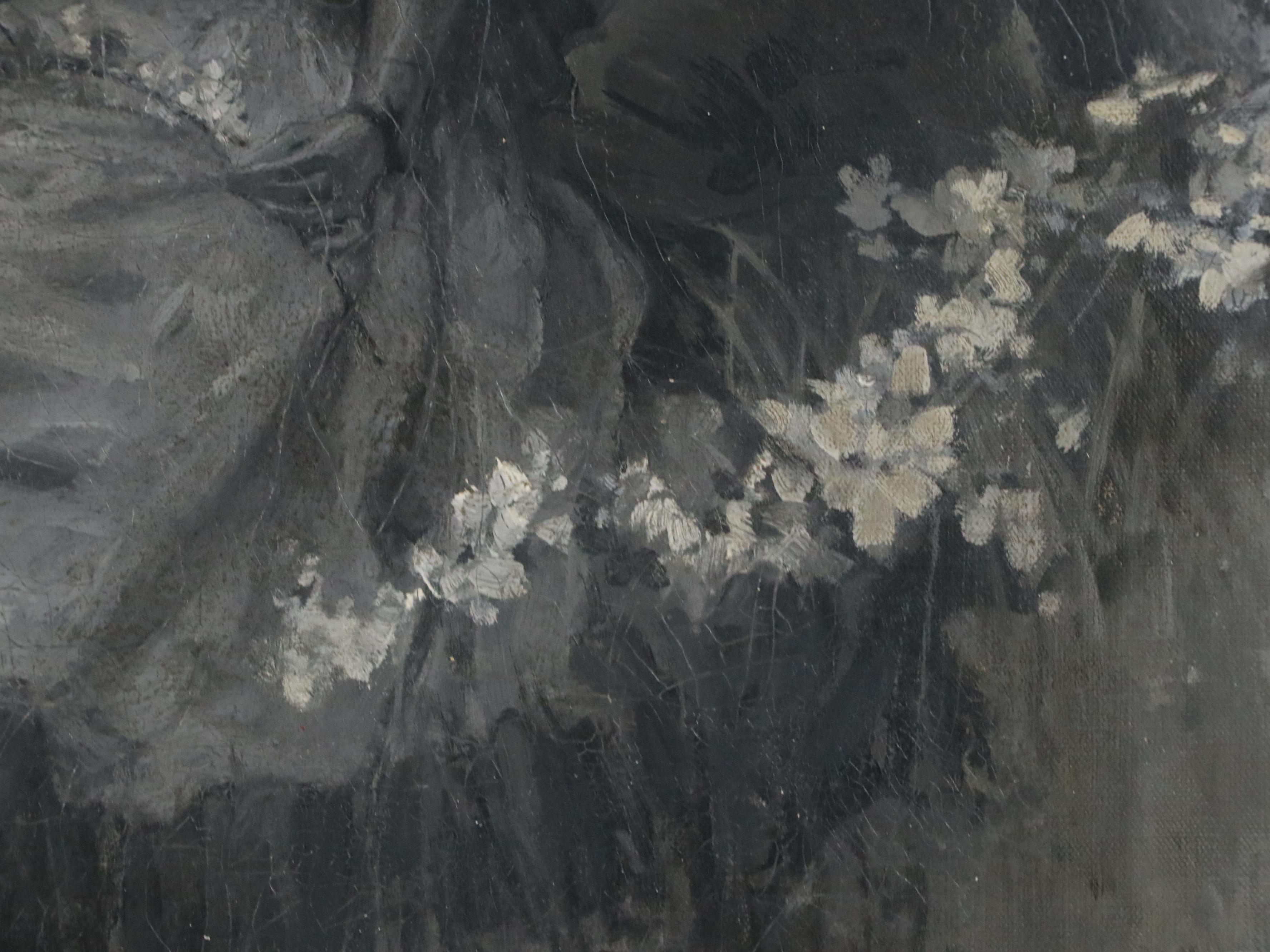 Grattan Condon Grisaille Oil Painting of an Outdoor Genre Scene with Figures