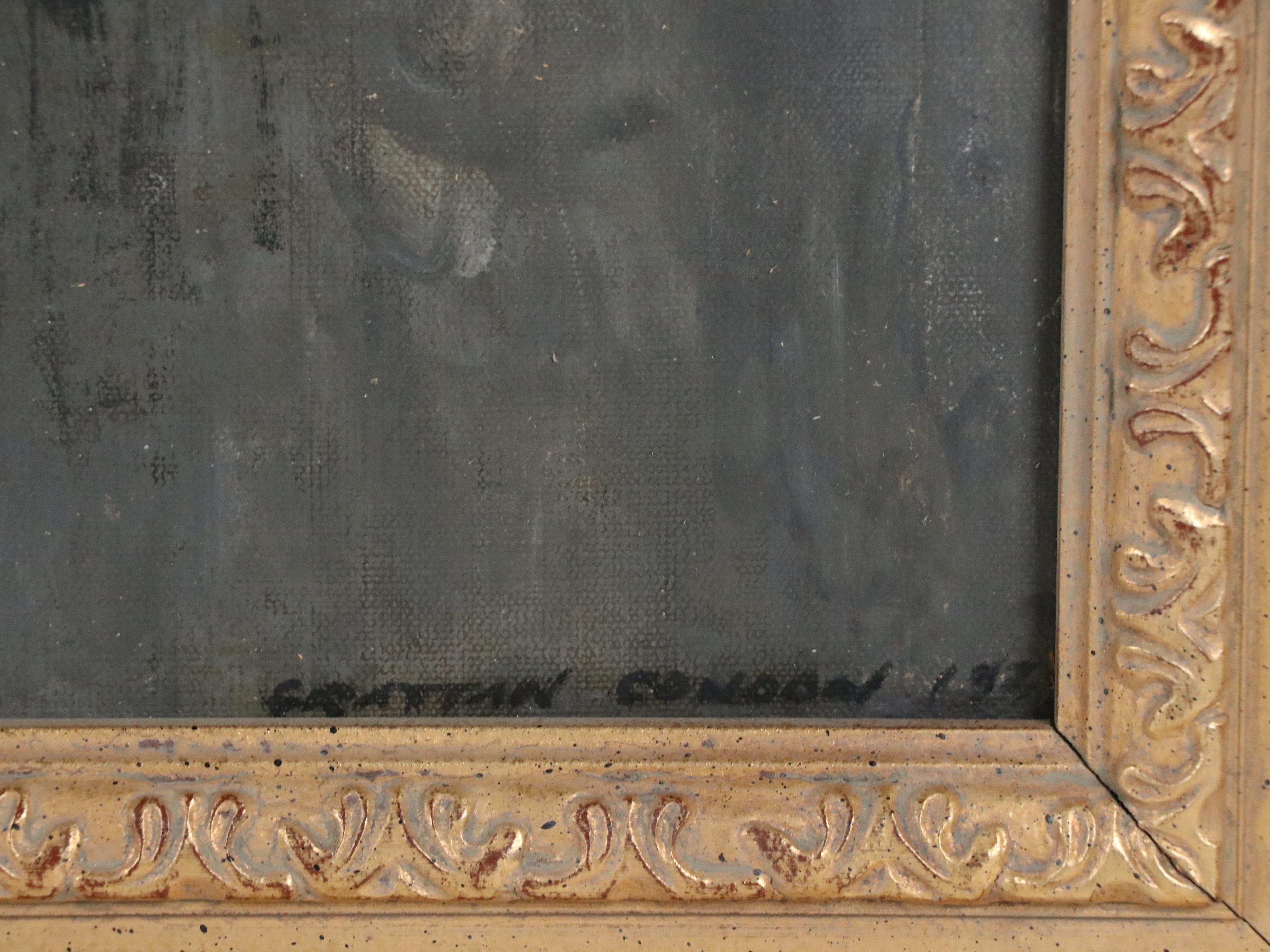 Grattan Condon Grisaille Oil Painting of an Outdoor Genre Scene with Figures