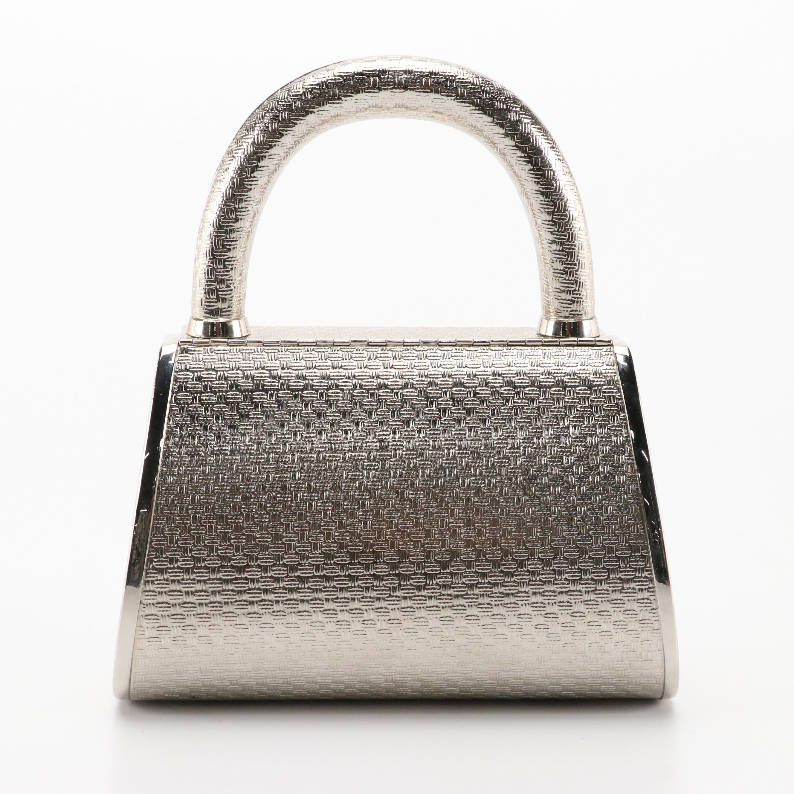 Berry Kieselstein-Cord Weave Textured Metal Handbag with Alligator Detail