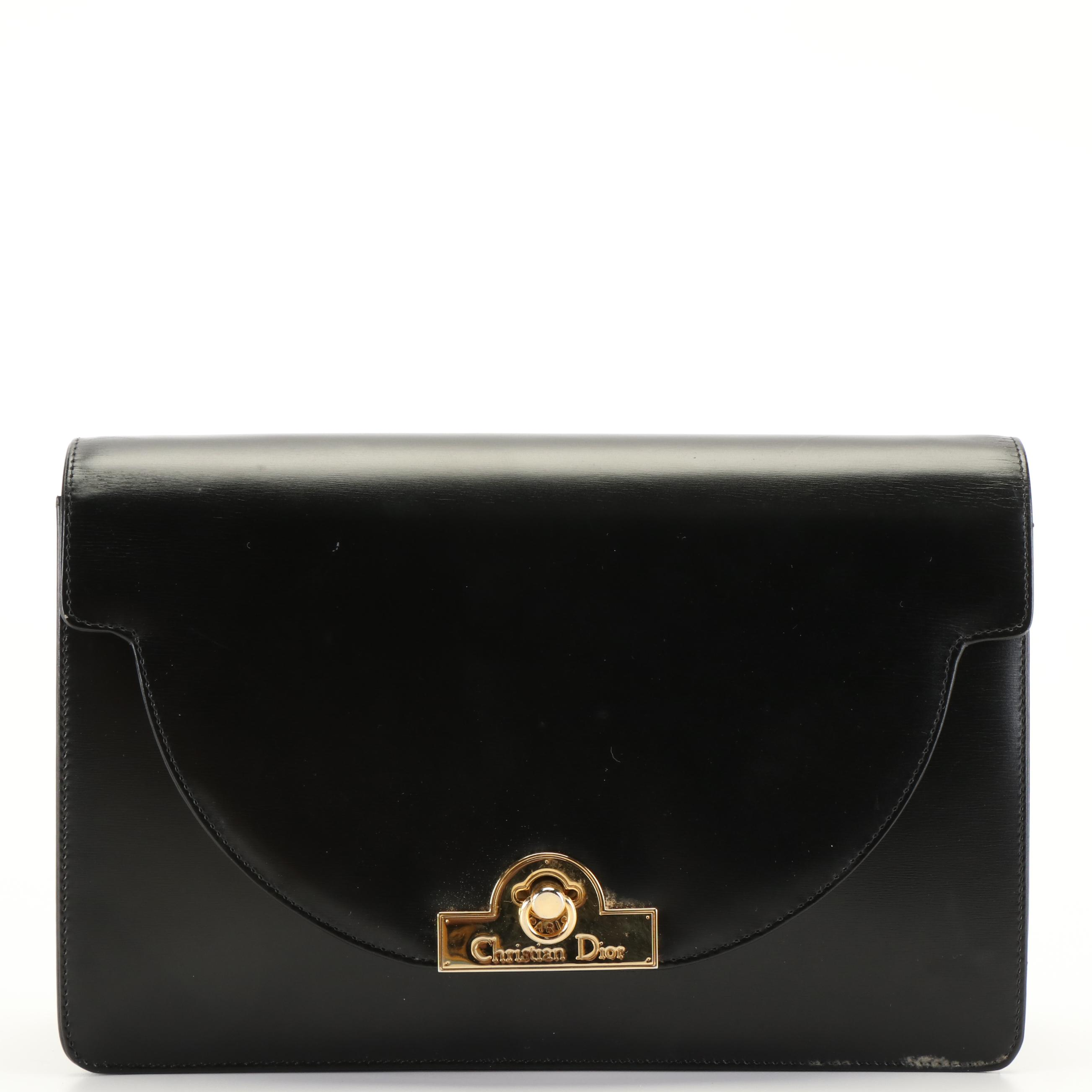 Christian Dior Clutch Bag in Black Leather