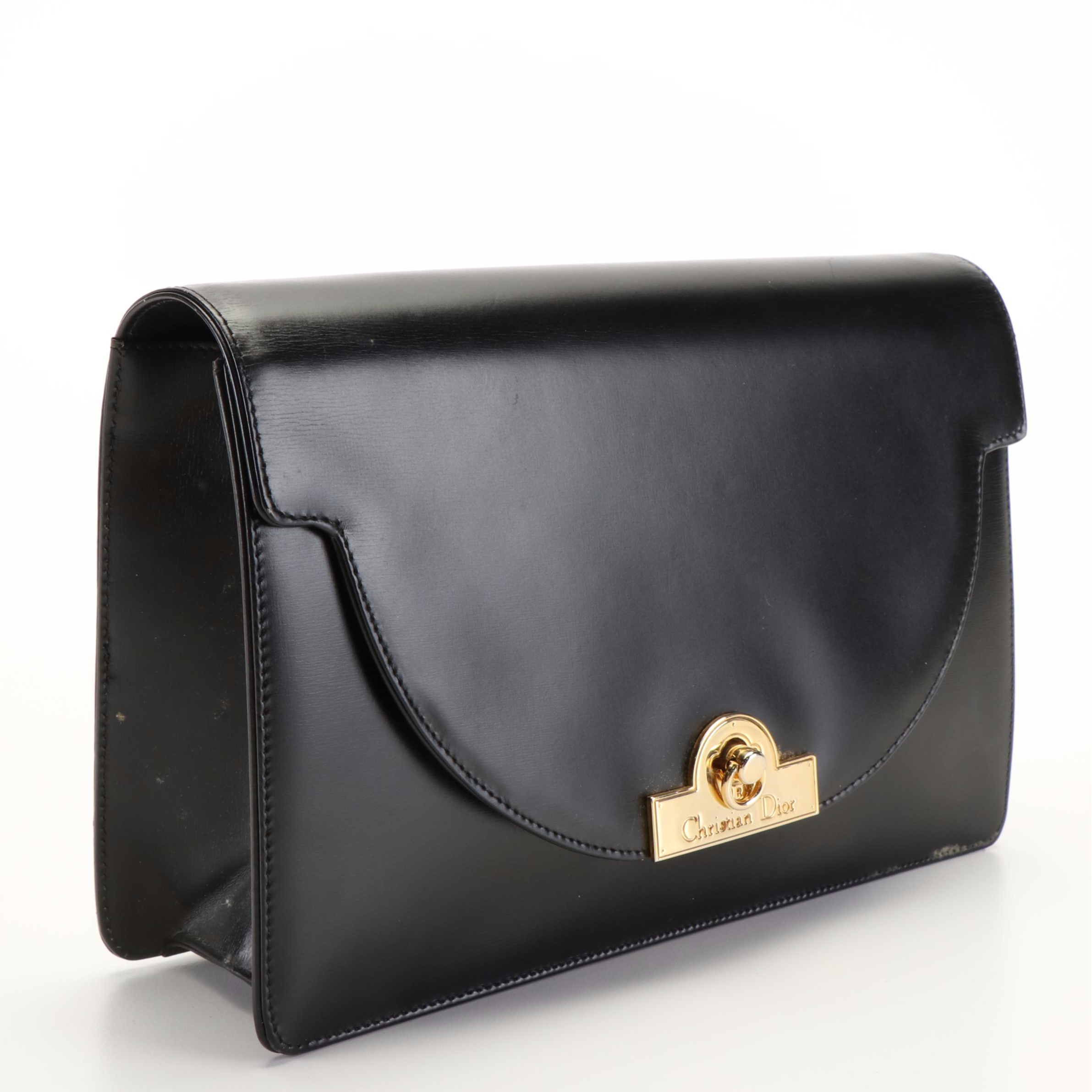 Christian Dior Clutch Bag in Black Leather