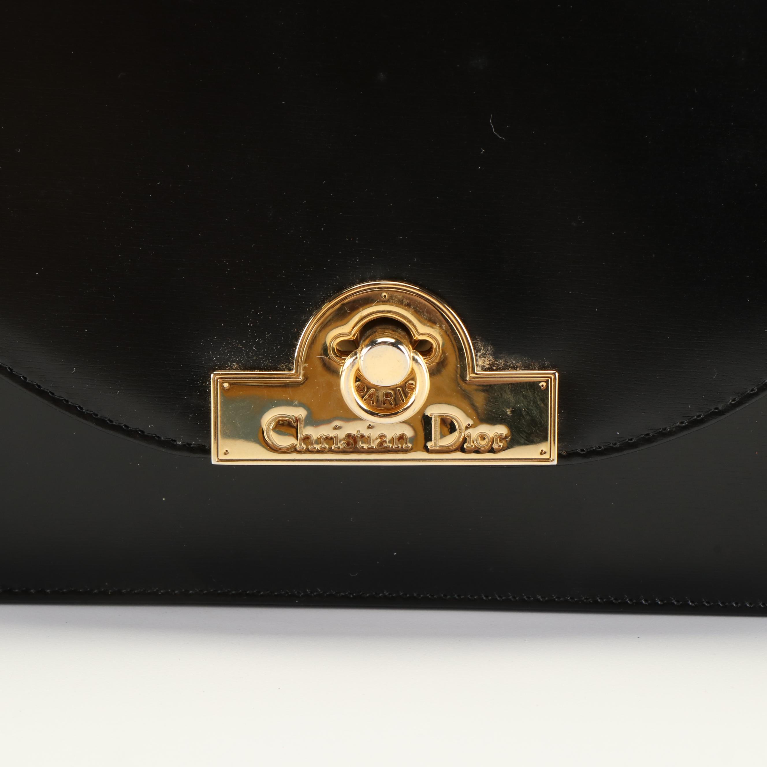 Christian Dior Clutch Bag in Black Leather