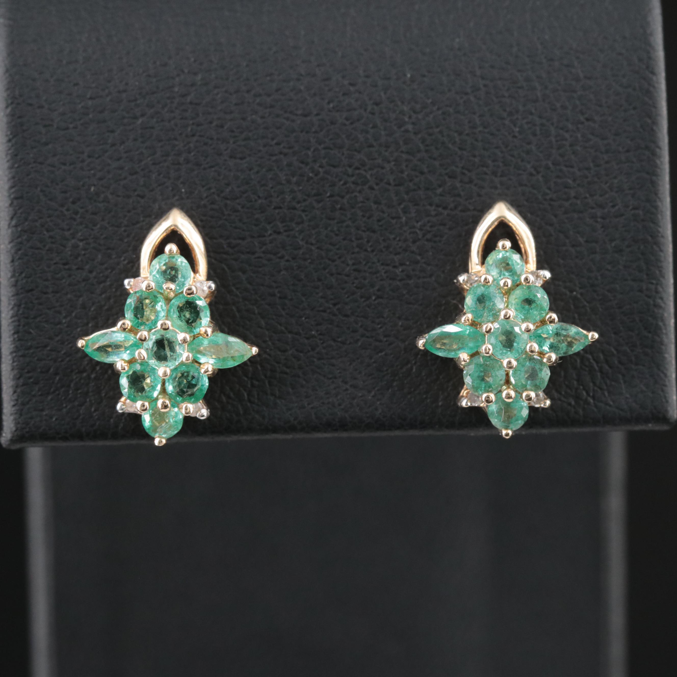 14K Emerald and Diamond Earrings