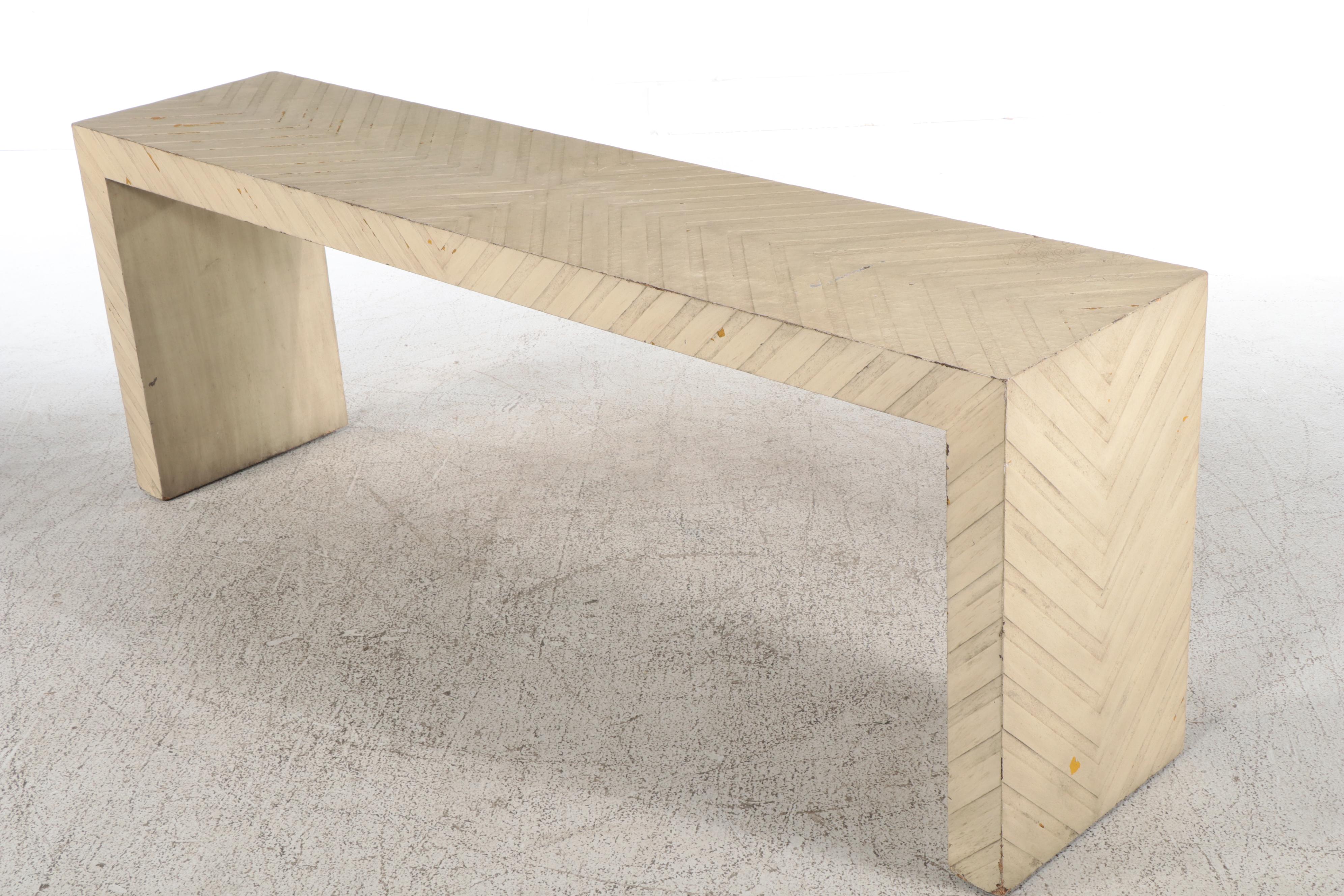 Contemporary Off-White-Painted Parson's Style Console Table