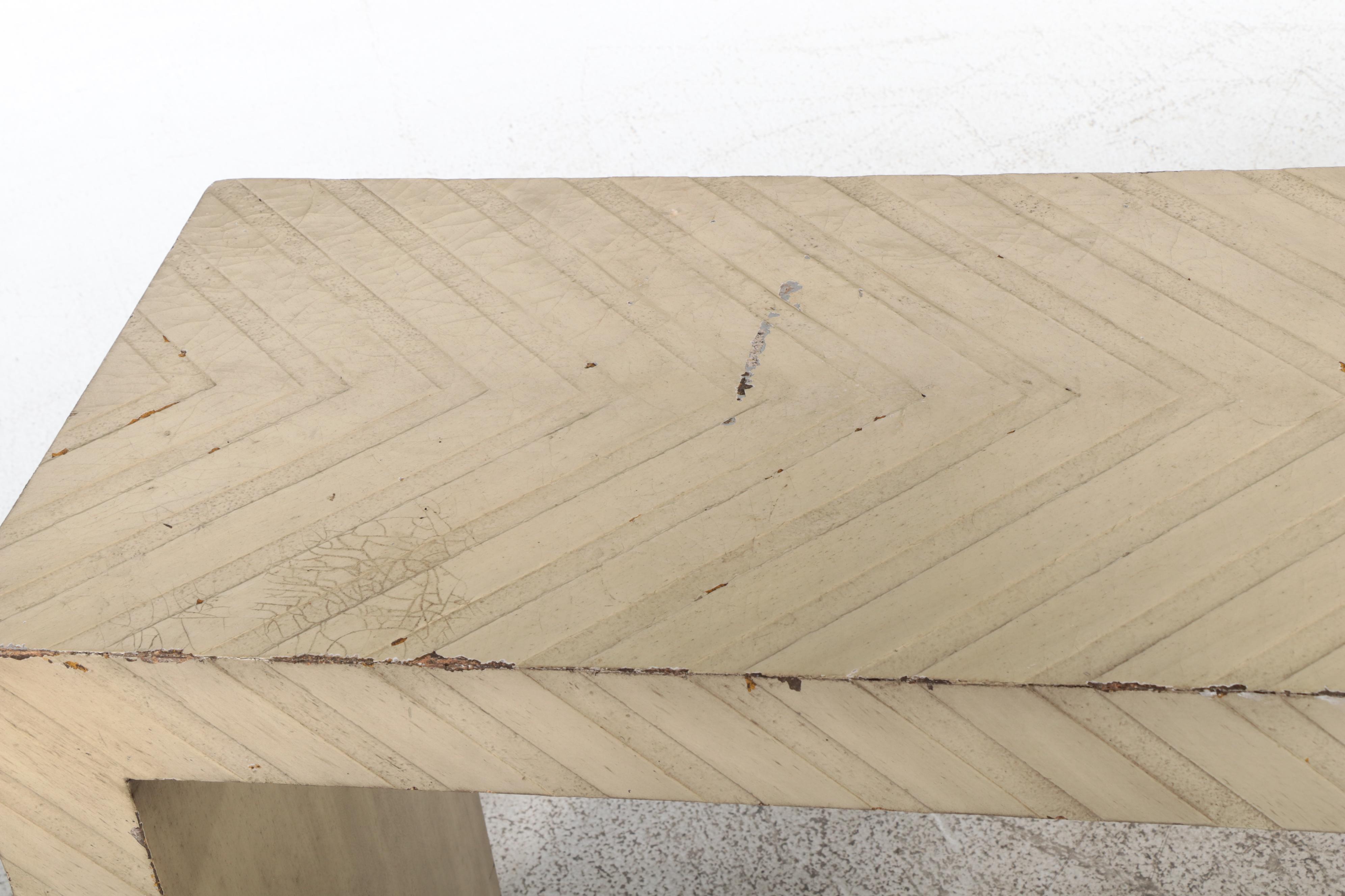 Contemporary Off-White-Painted Parson's Style Console Table