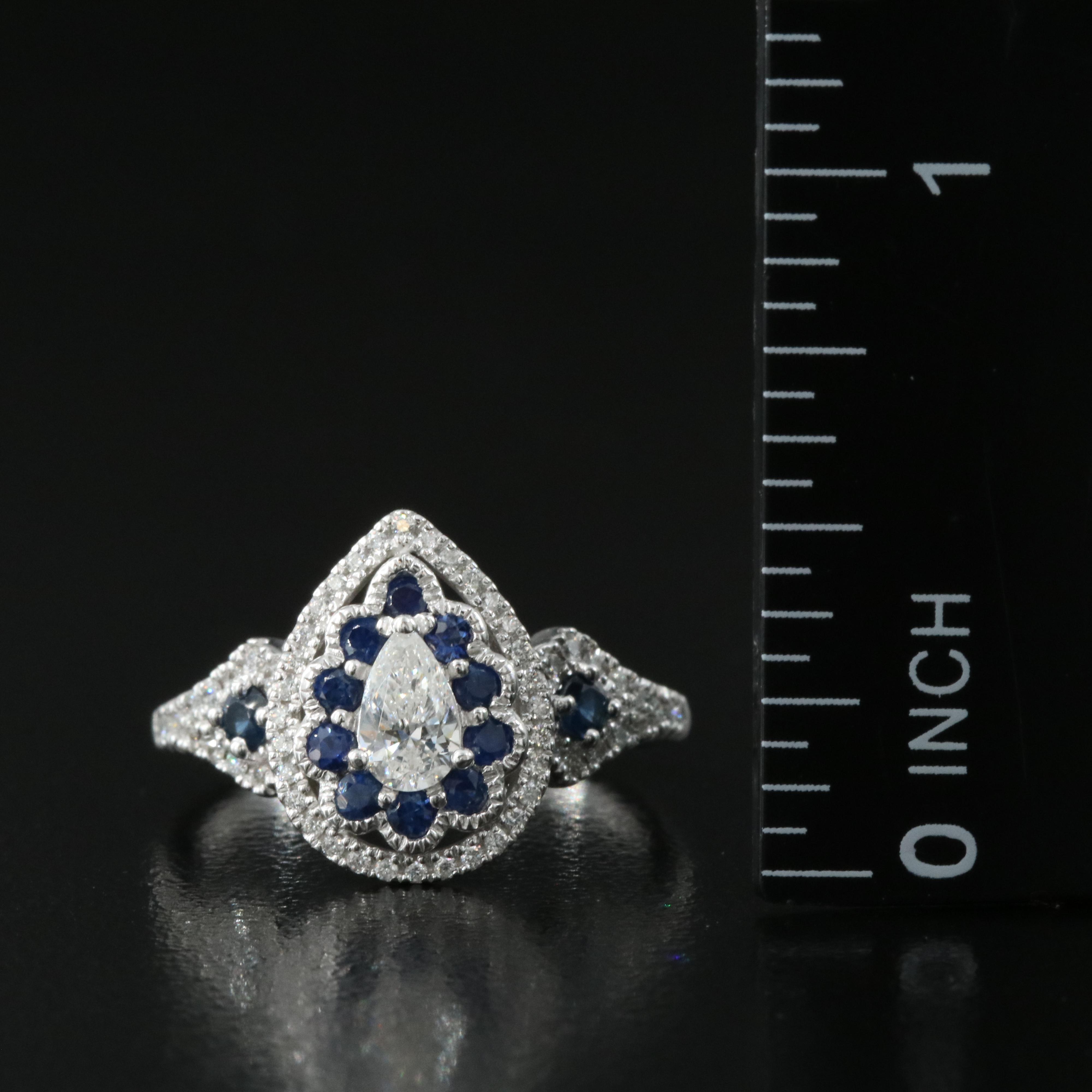 14K Diamond and Sapphire Ring