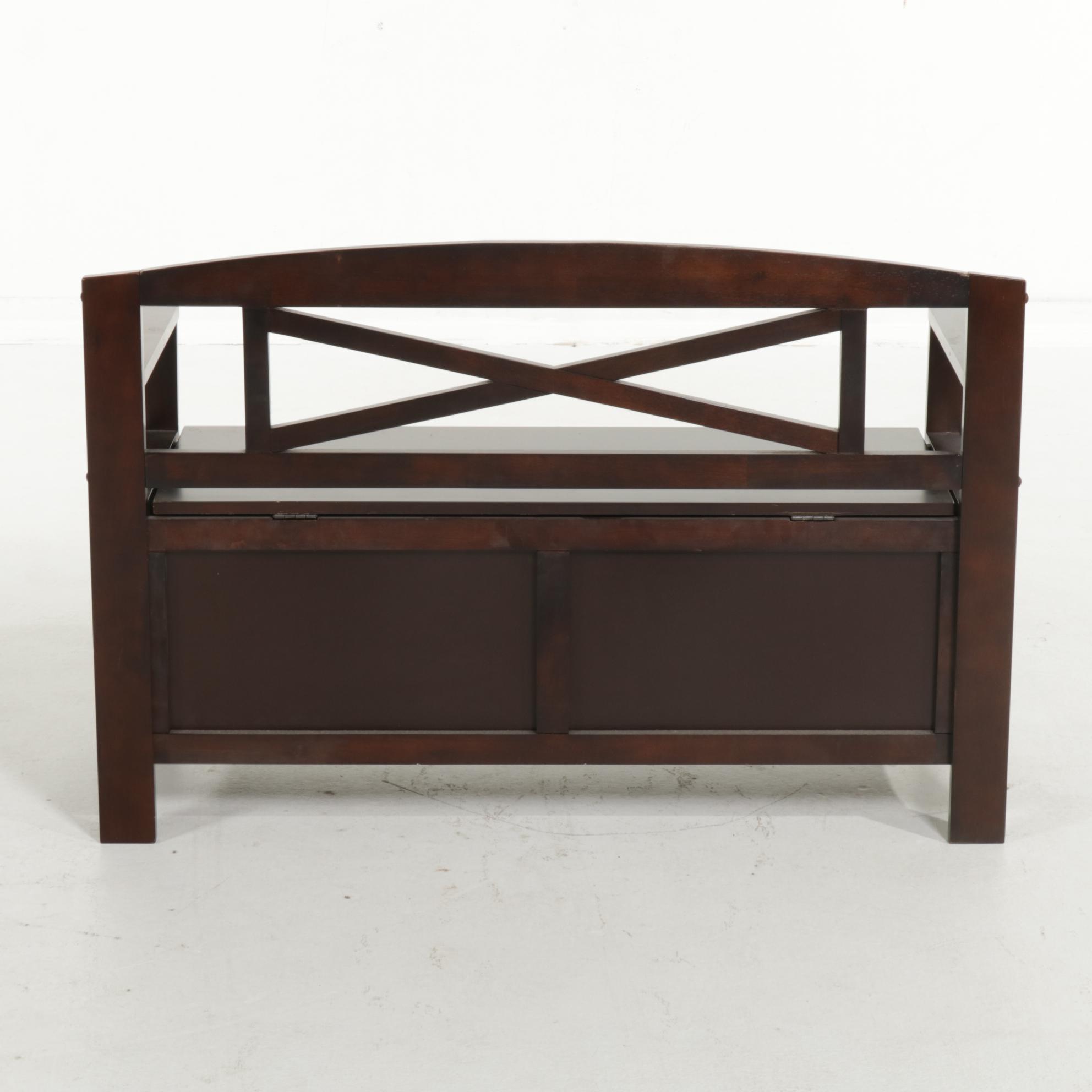 Paneled and Espresso-Stained Lift-Seat Storage Bench
