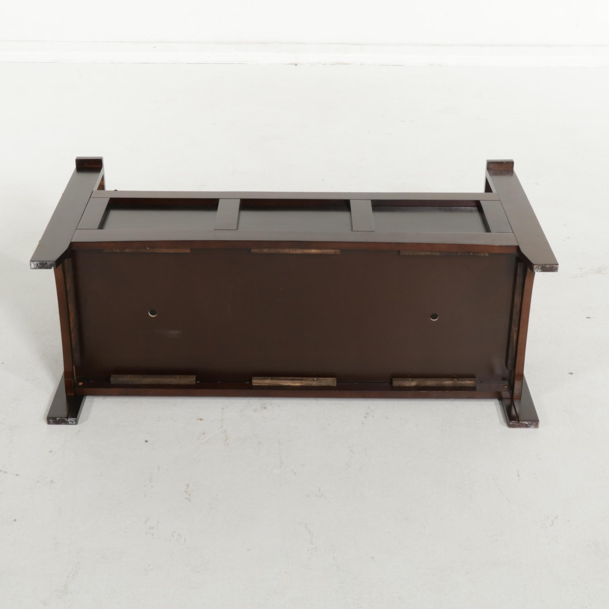 Paneled and Espresso-Stained Lift-Seat Storage Bench