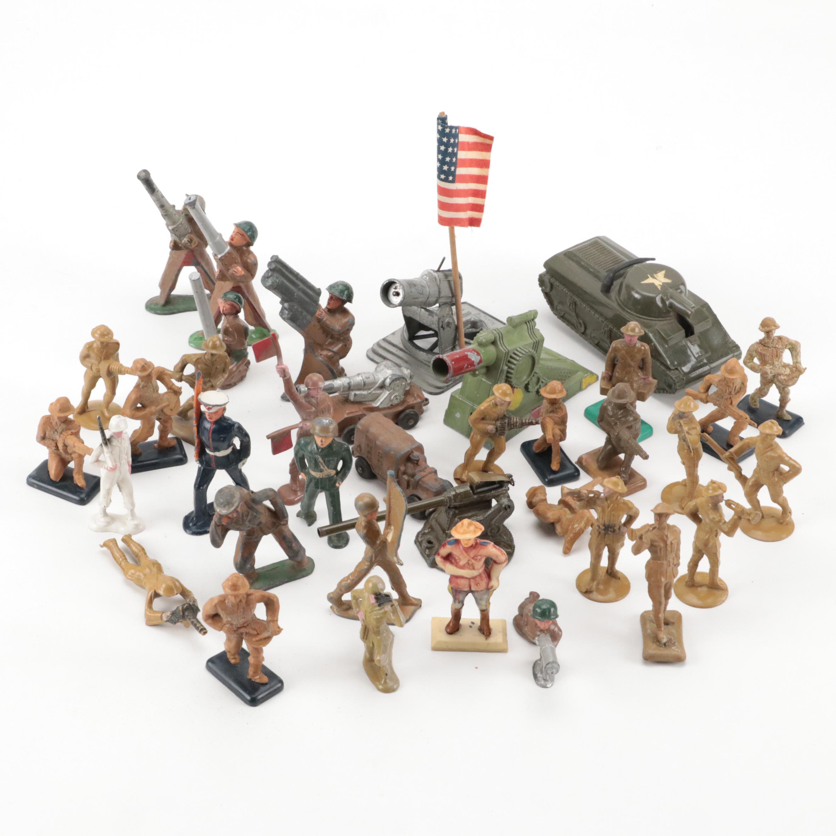 Barclay and Other Lead Toy Soldiers with Bergen and Other Plastic Toy Soldiers