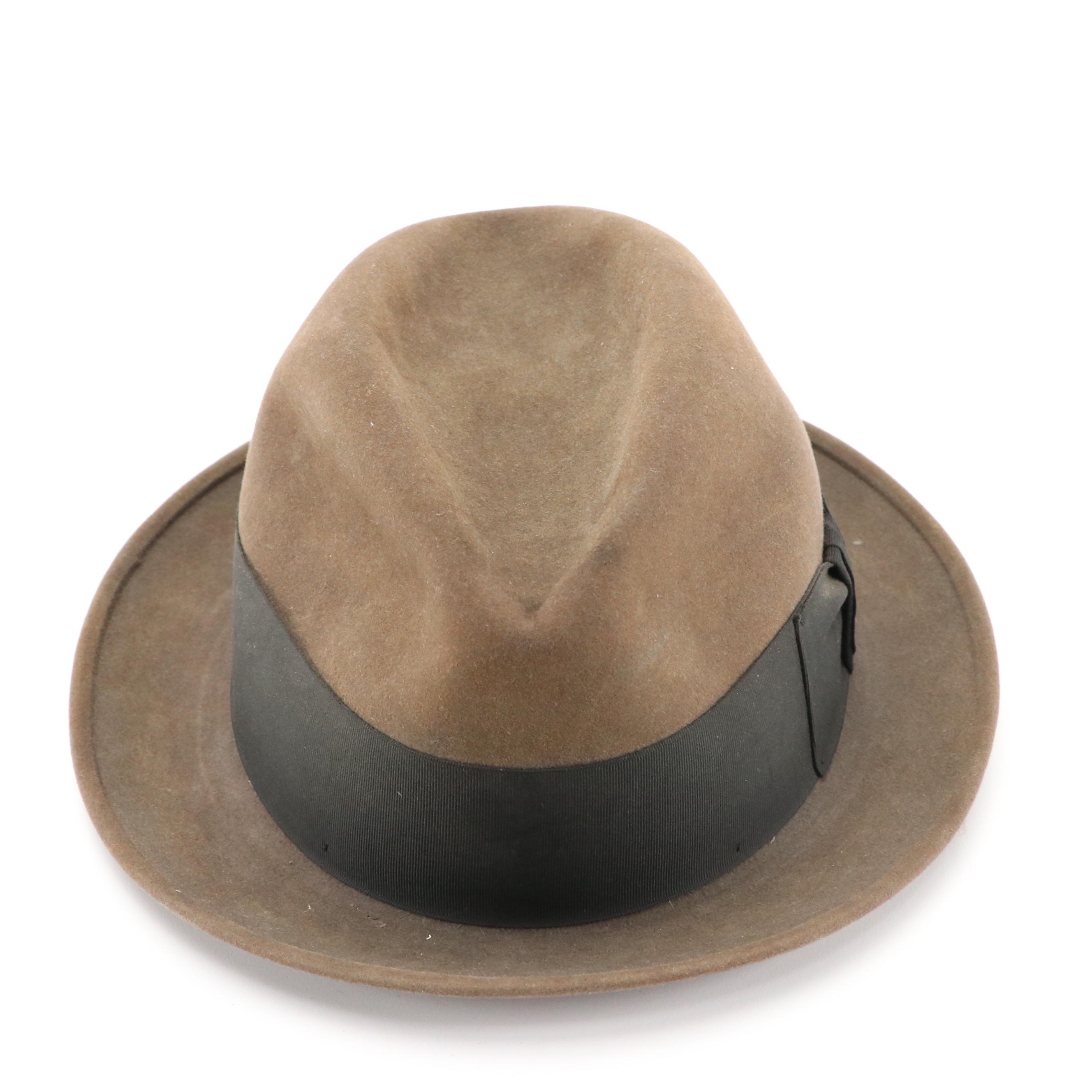 Stetson Fur Felt Fedora with Box, Mid-20th Century