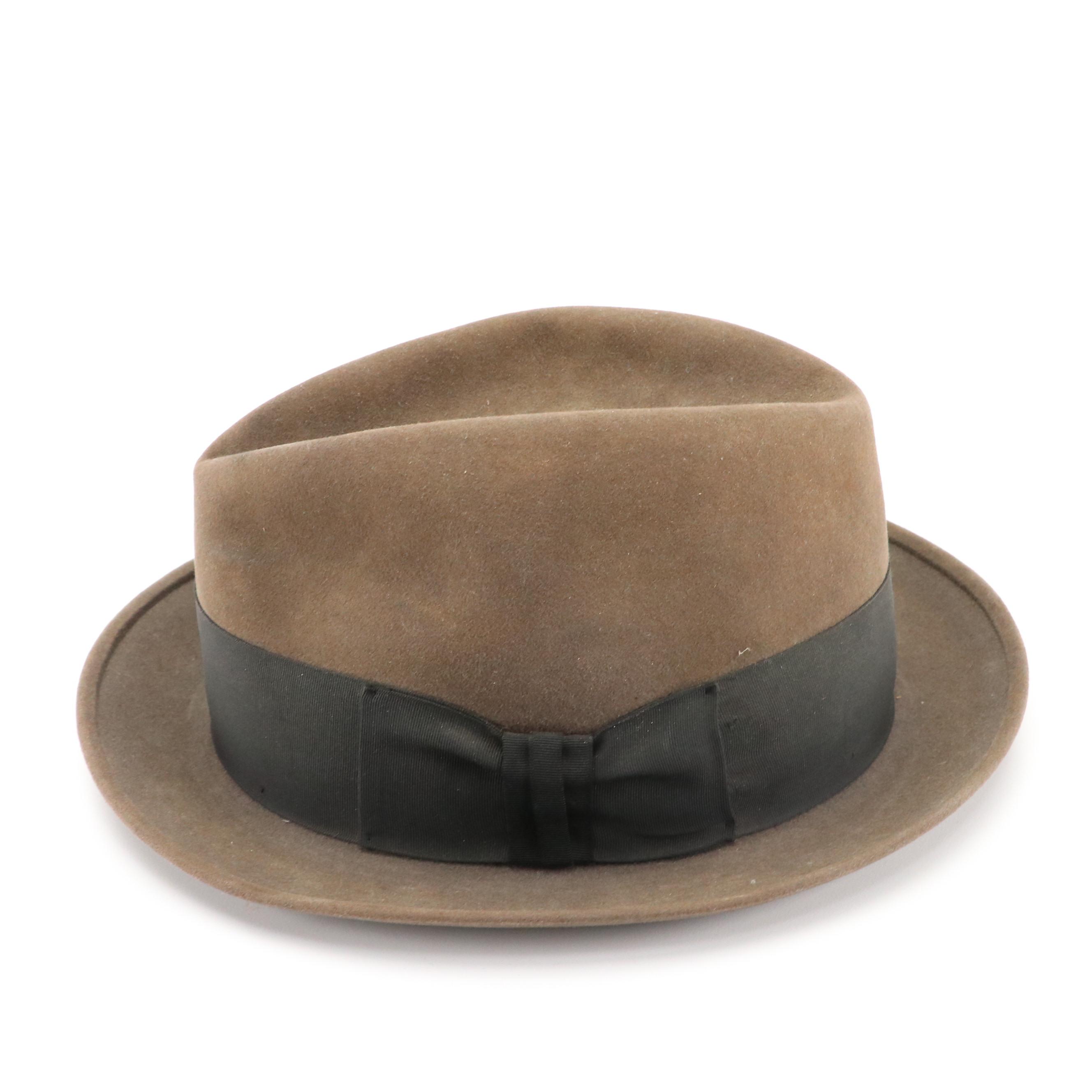 Stetson Fur Felt Fedora with Box, Mid-20th Century