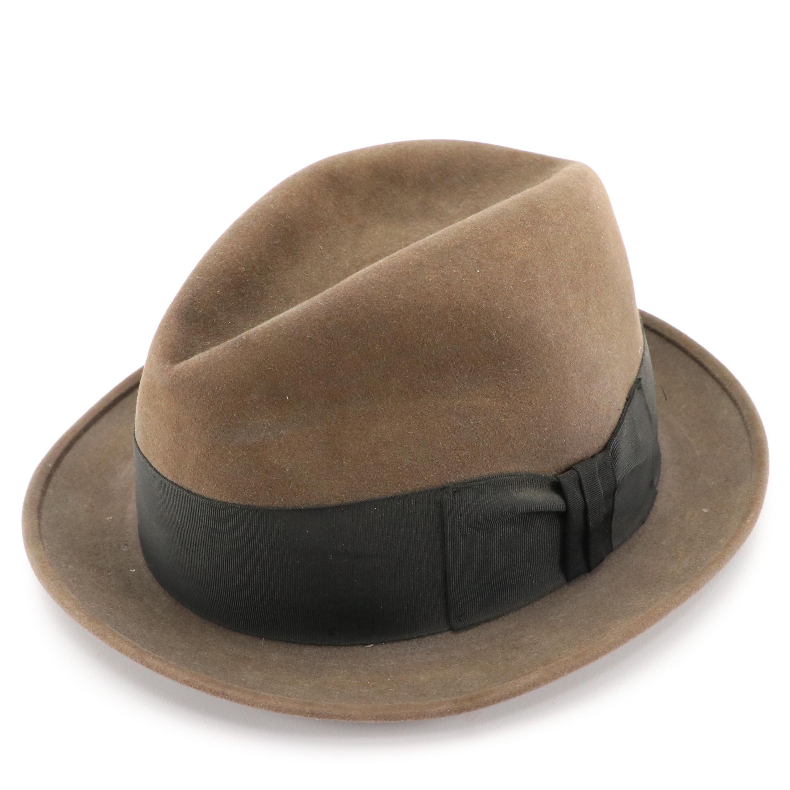 Stetson Fur Felt Fedora with Box, Mid-20th Century