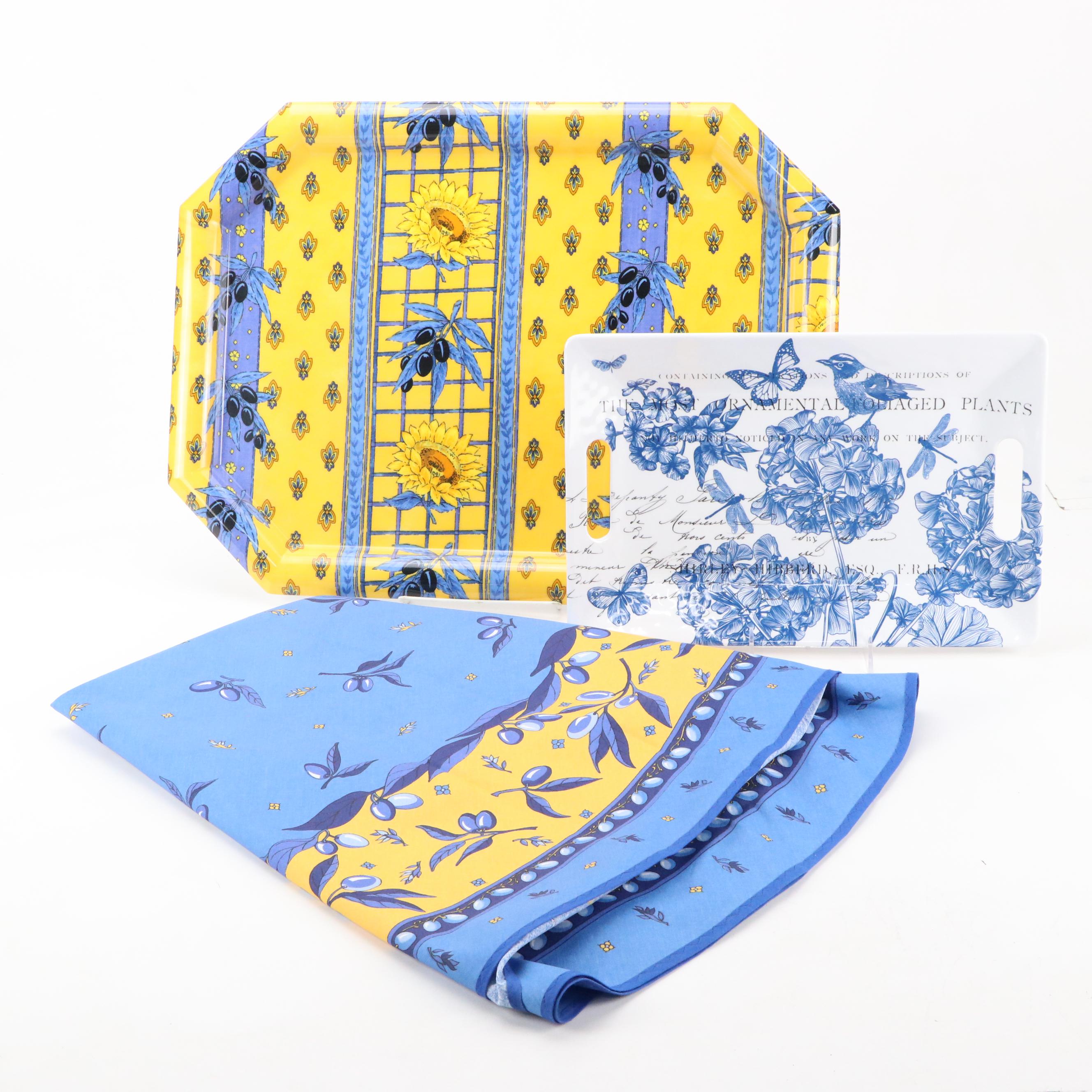 Michel Design Works "Indigo Cotton" Melamine Tray with More