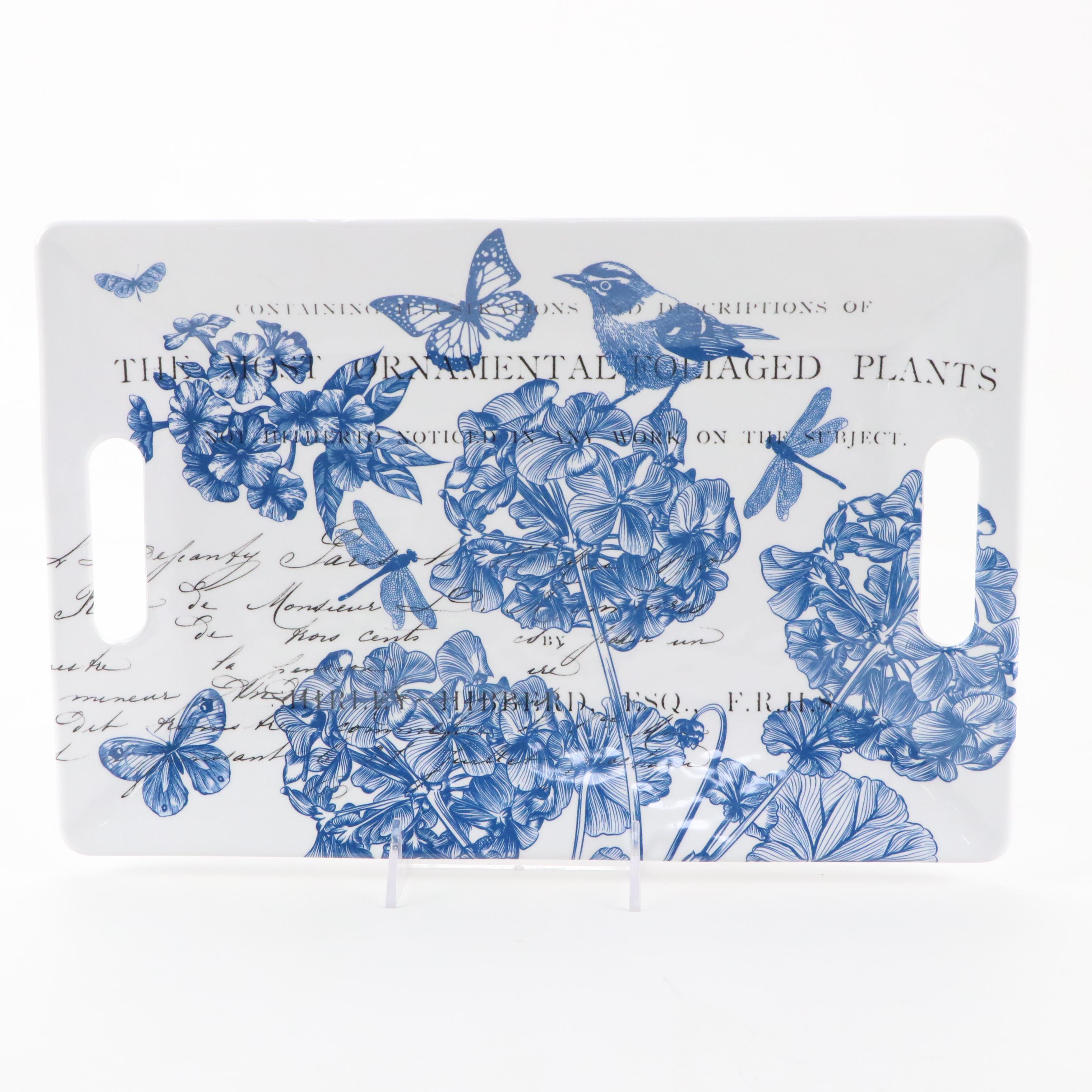 Michel Design Works "Indigo Cotton" Melamine Tray with More